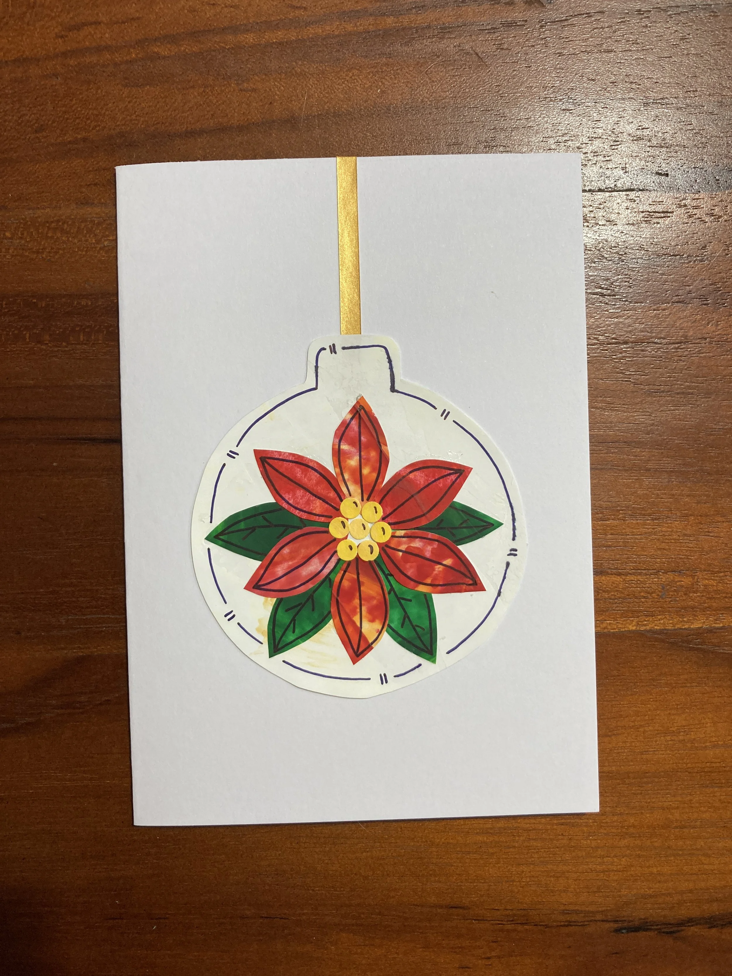 Christmas card - poinsettia bauble.JPG