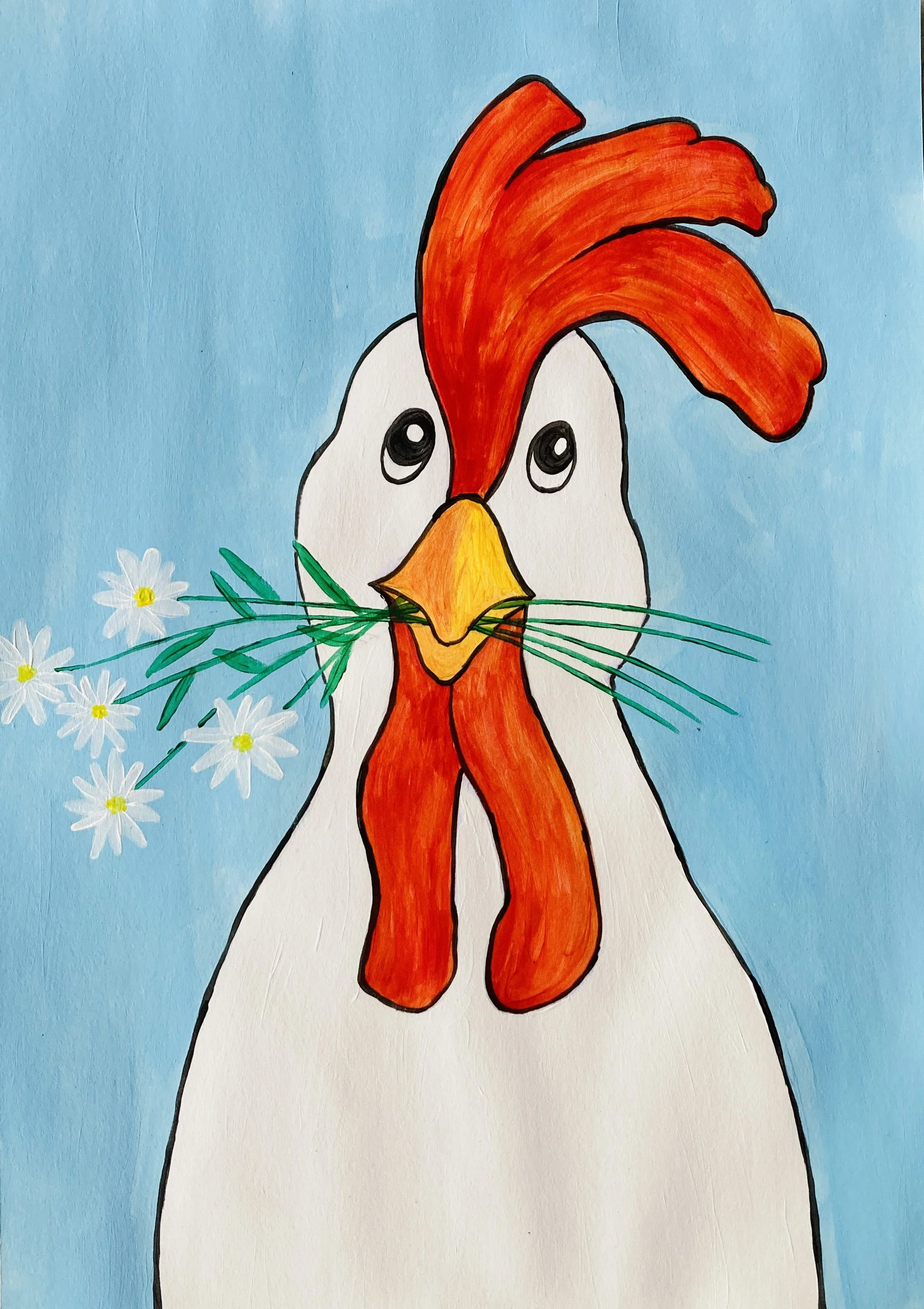 Chicken with Daisies painting.jpg