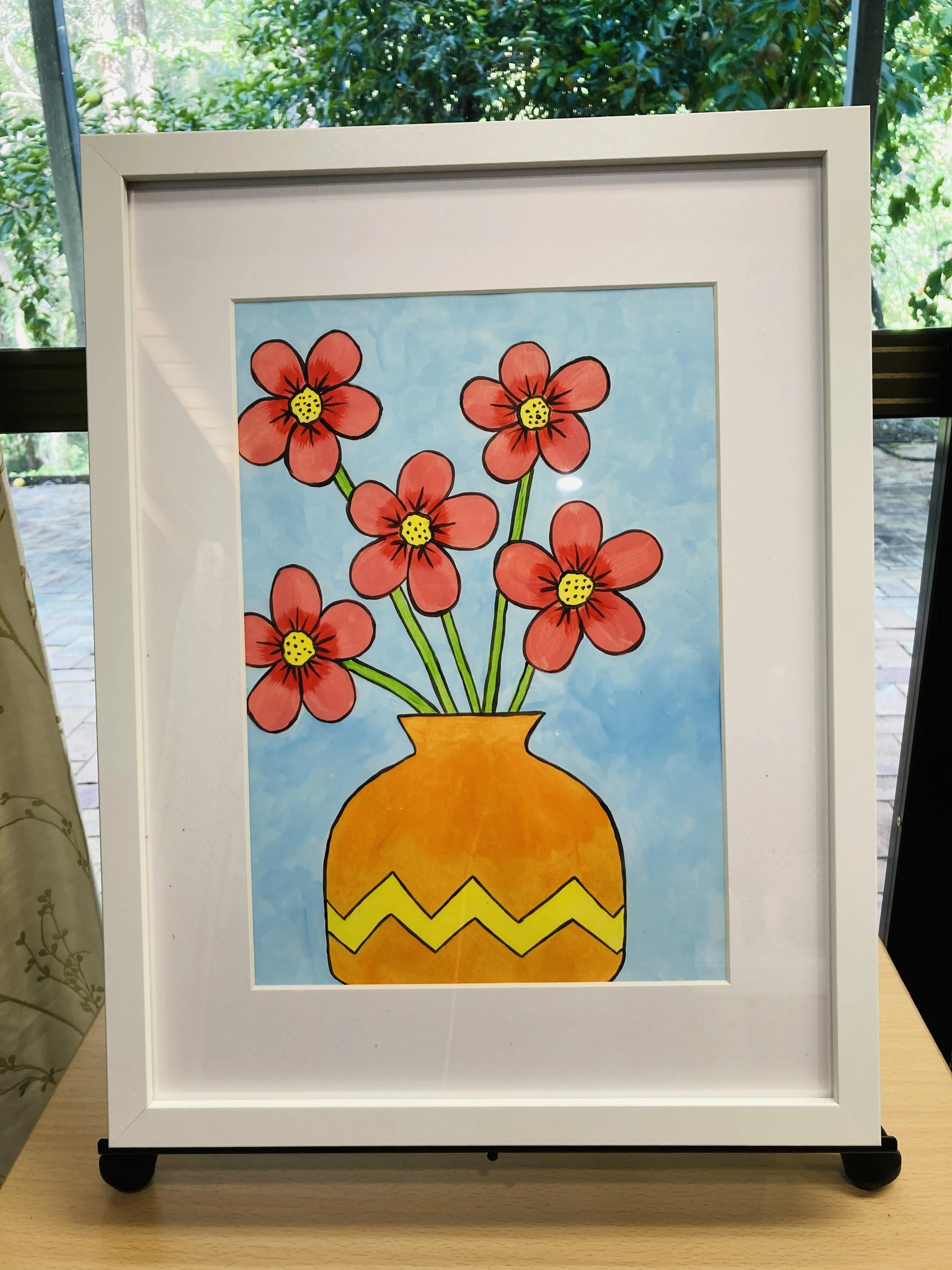 Painted Vase of Flowers painting framed.jpg