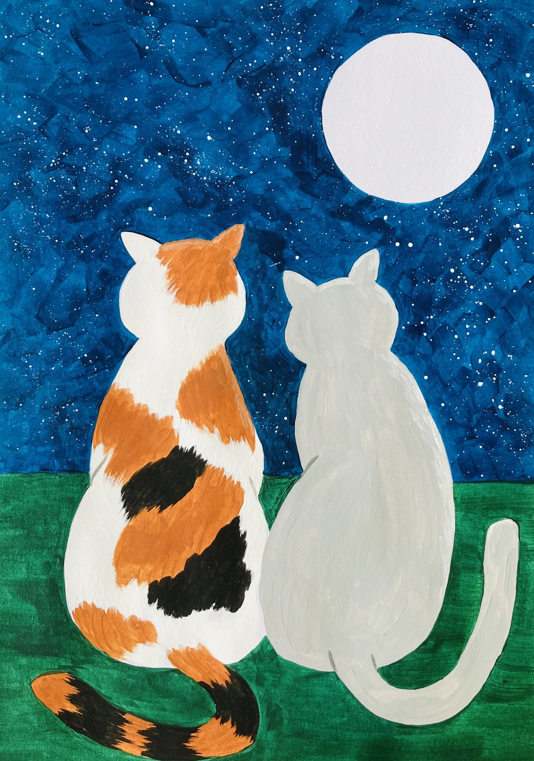 Image of Moonlight Cats painting