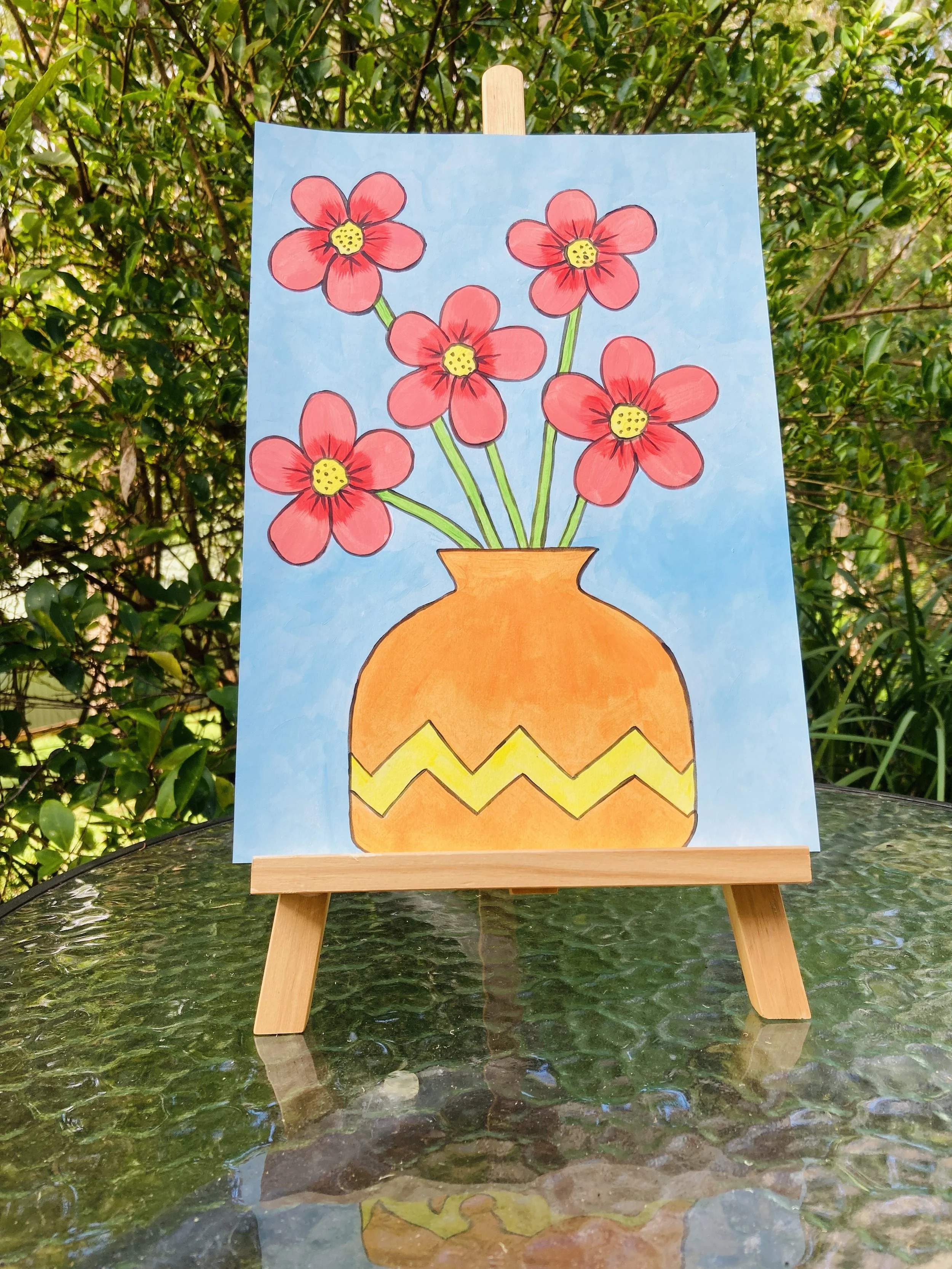 Painted Vase of Flowers painting on easel.jpg