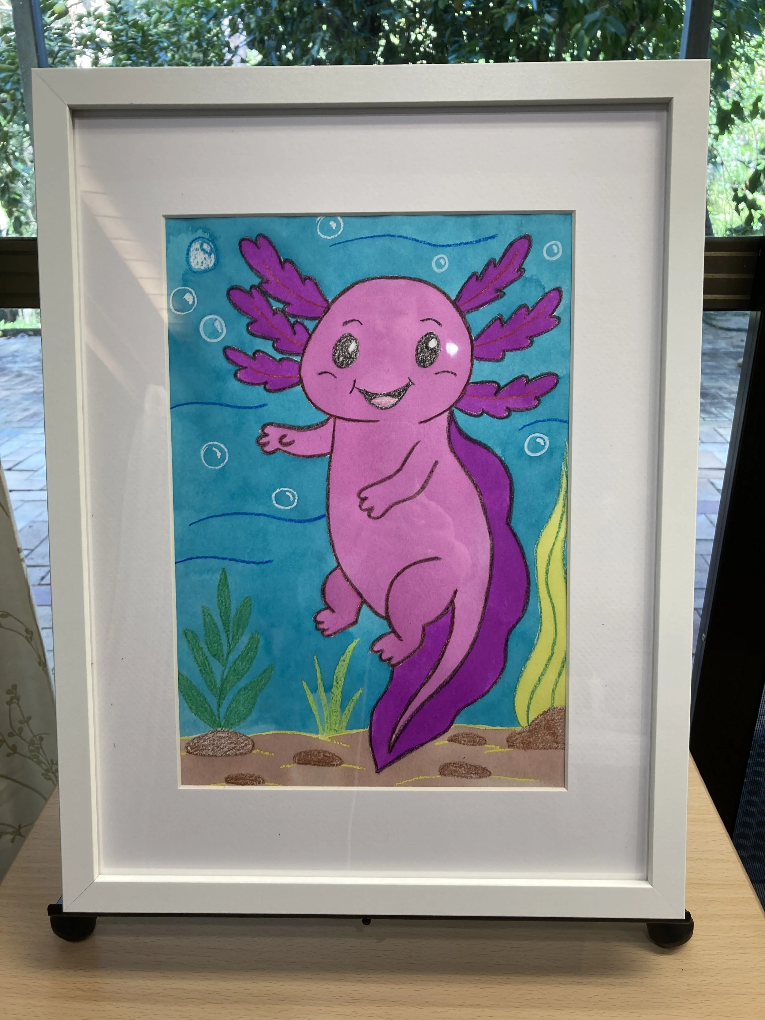 Adorable Axololt painting framed.JPG