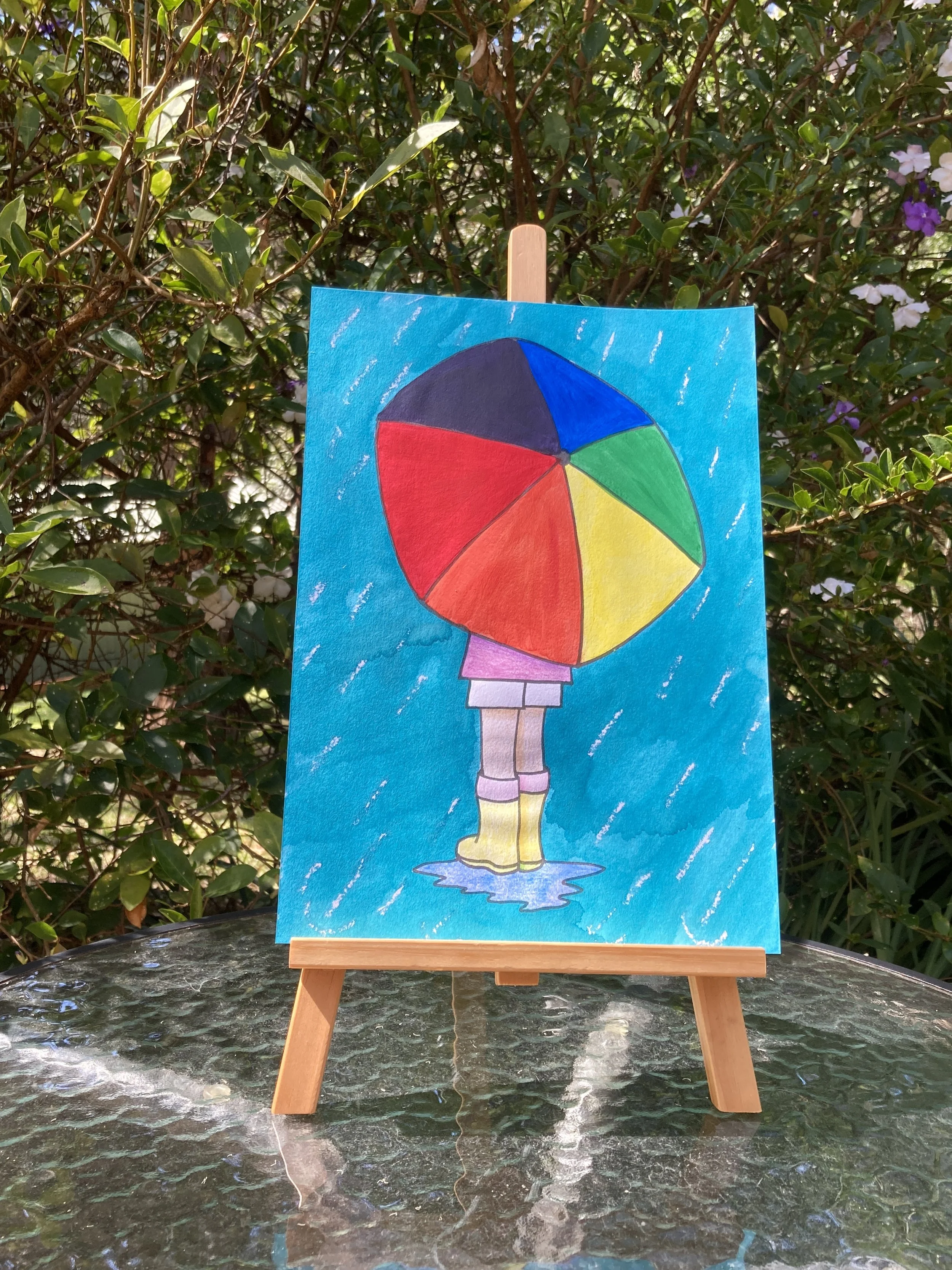 Colour Wheel Umbrella - boy - on easel.JPG