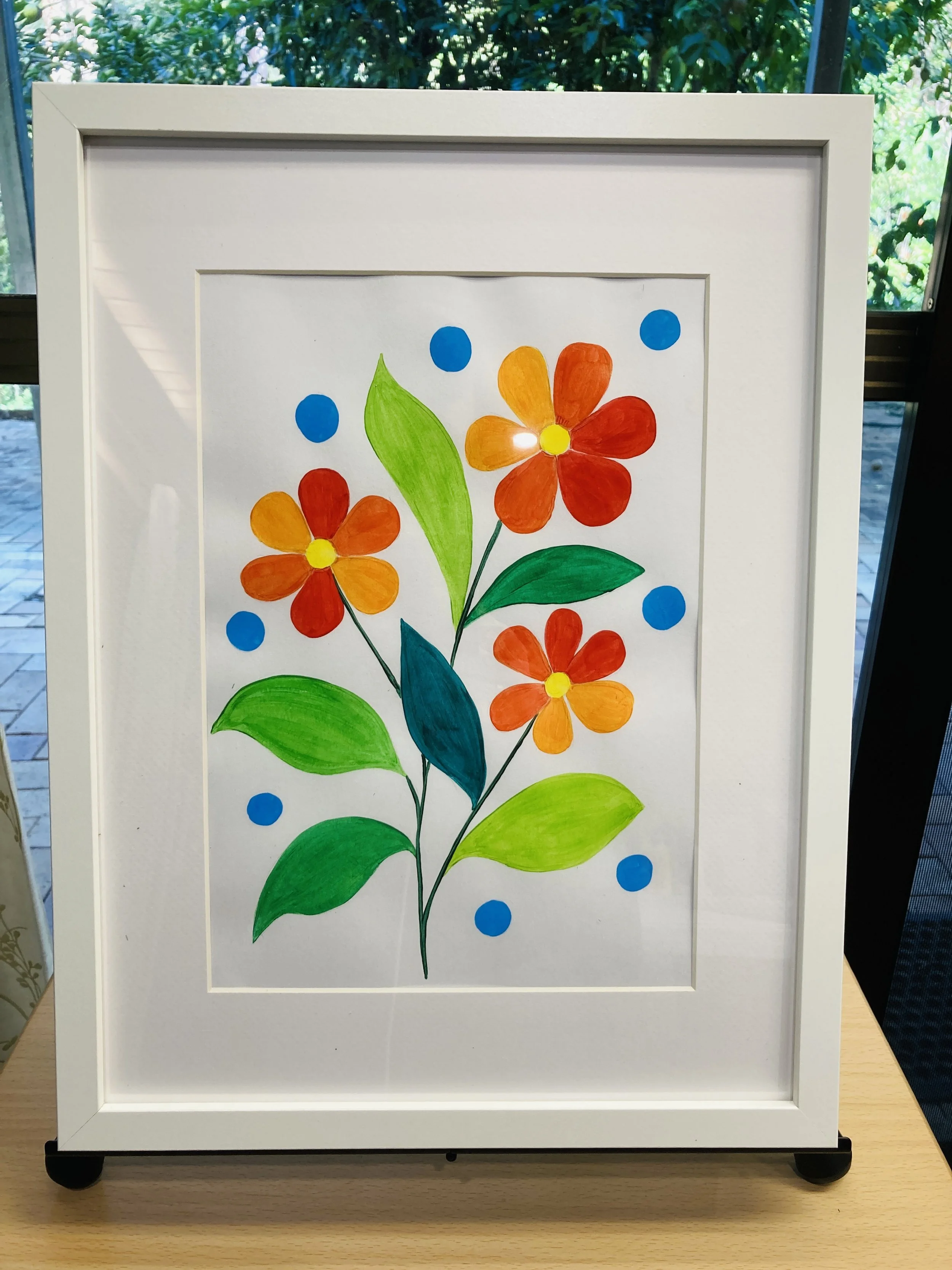 Flowers and Dots painting framed.jpg