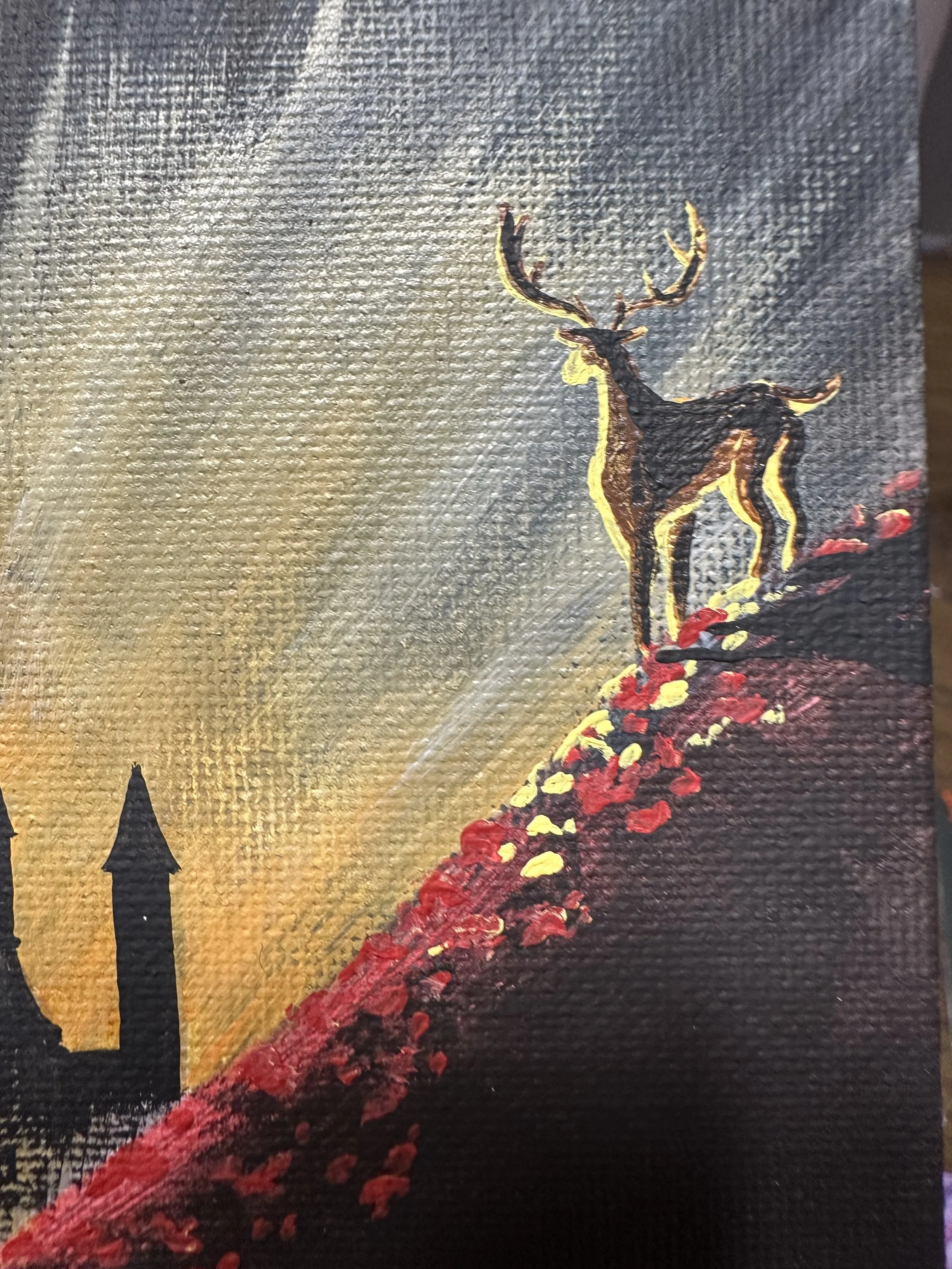 Study of Stag (2025). Acrylic on canvas panel. 