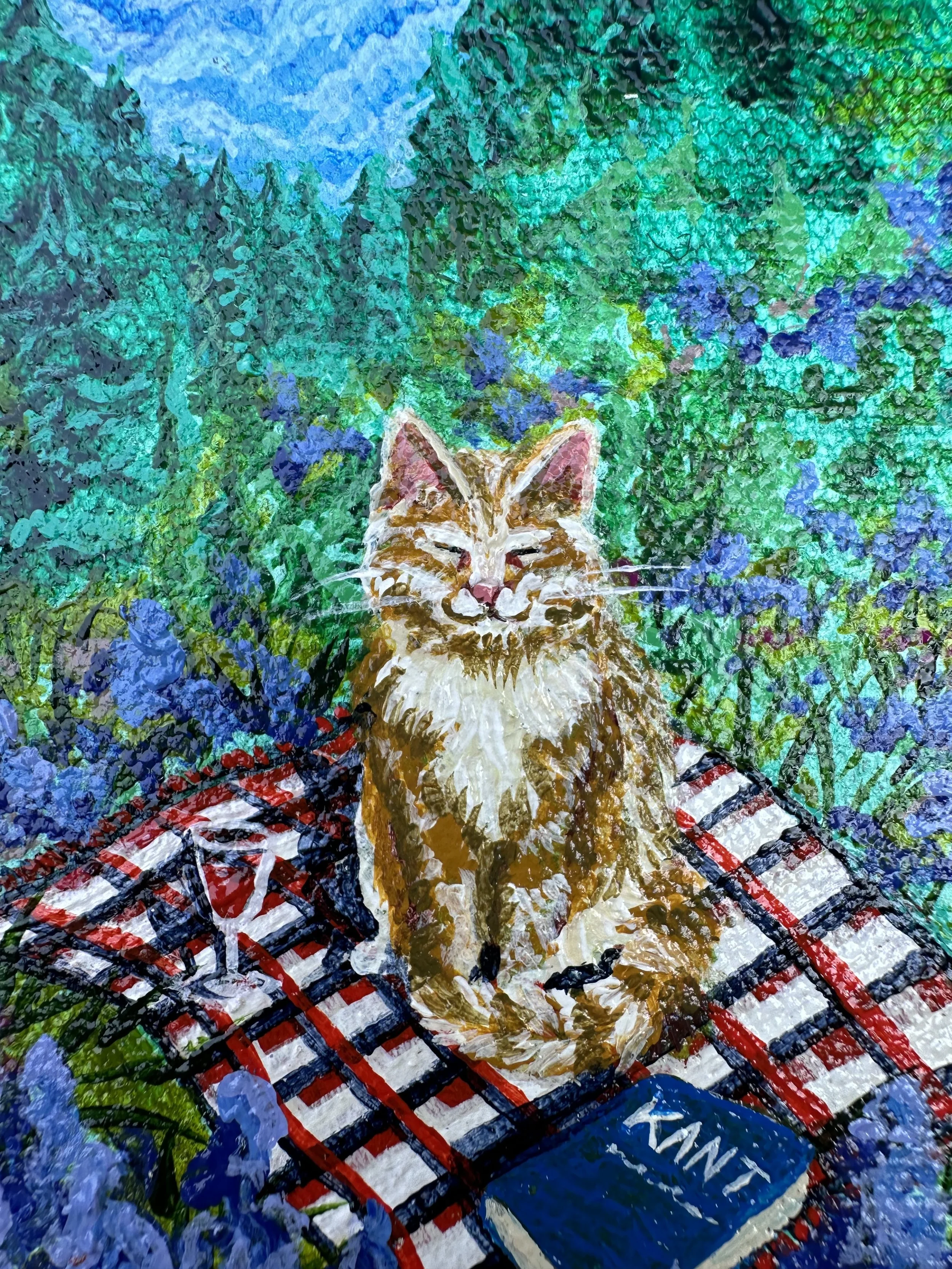 Kitty Kant (2024). 4 x 4 in. Acrylic on canvas
