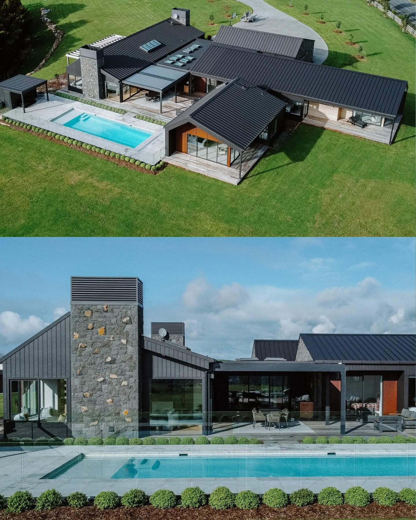 BUILT FOR CONNECTION
 Perched on a Matakana ridge line, the Stubbs residence by BK Design&rsquo;s Hayden Kose and @mcmahonbuildersltd blends strength, warmth, and elegant entertaining. A sheltered courtyard and stunning pool by @mobiuspools form the 