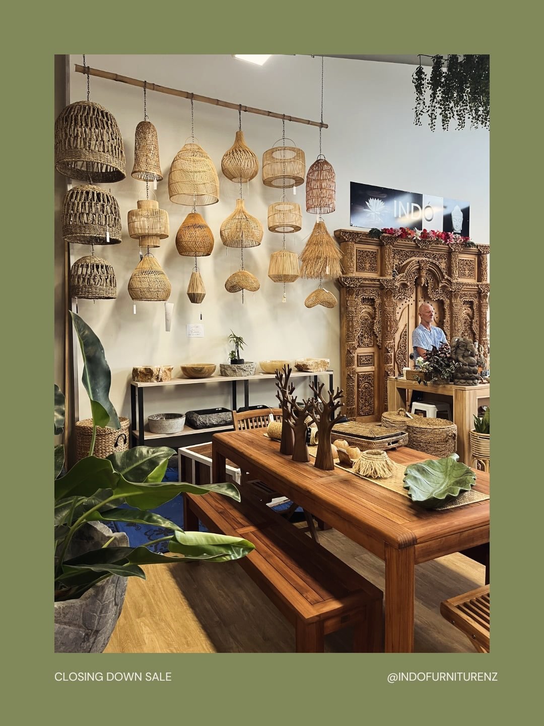 EVERYTHING MUST GO 🚨

After 25 years of direct importing, Indo Furniture NZ is closing its doors &mdash; and the Mangawhai showroom is packed.

Discover handcrafted teak furniture, rattan pieces, sculptures and unique homeware, all now heavily reduc