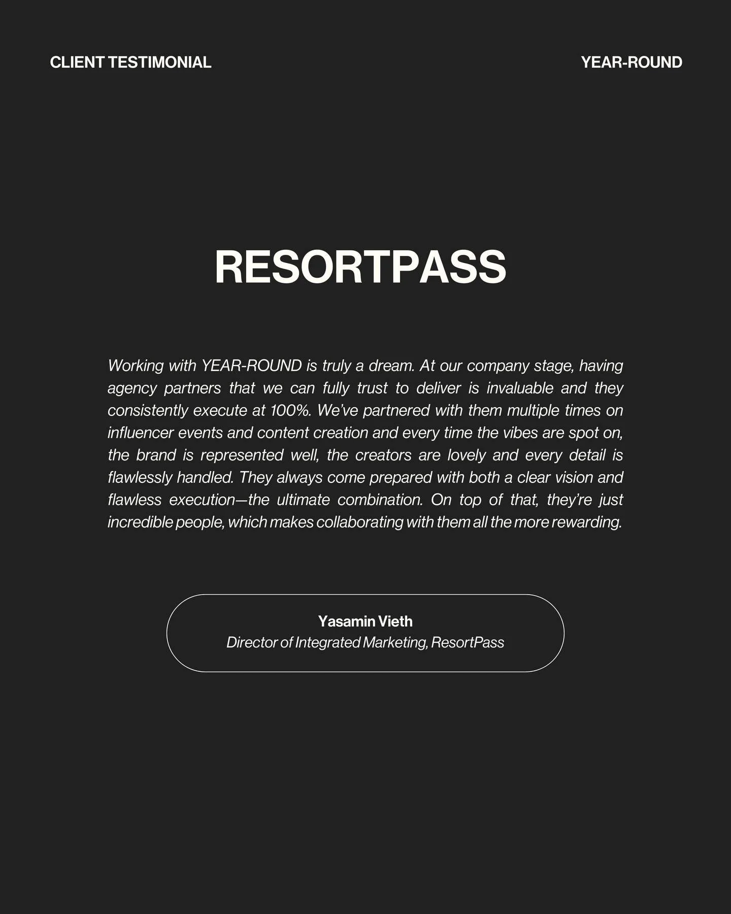 Big ideas, brought to life the right way.
For @resortpass, it was all about trust, intention, and execution that speaks for itself.

Let&rsquo;s build something that works: hello@year-round.co