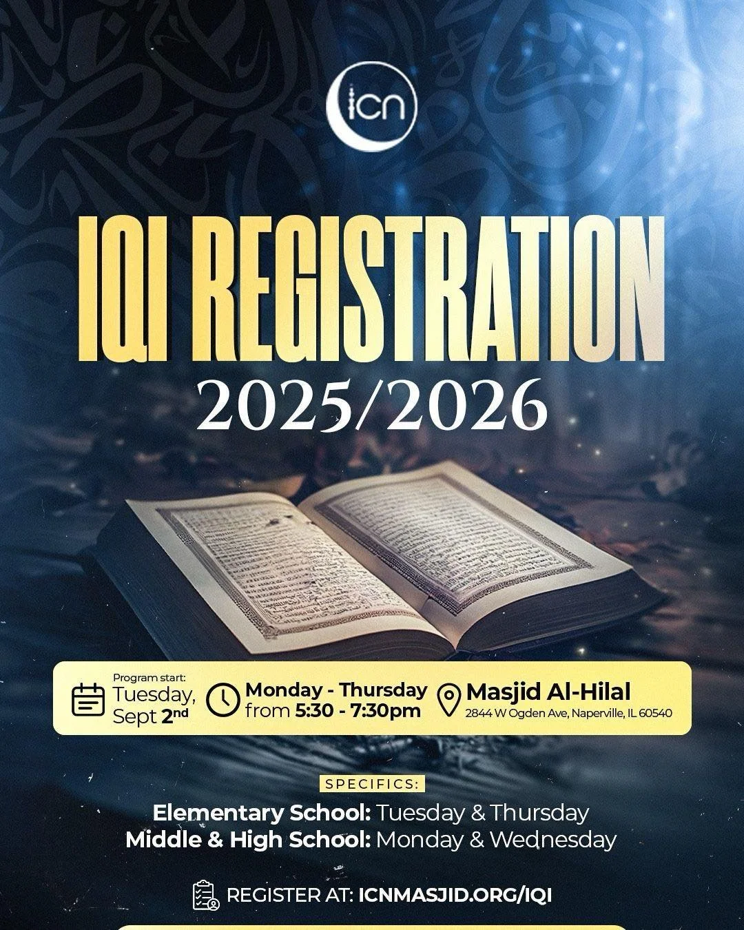 📢 *ICN Quran Institute (IQI) Announcement*

✨ Qur&rsquo;an Classes Starting Soon!

We&rsquo;re excited to announce the beginning of our Qur&rsquo;an classes! 📖

Join us to grow in your recitation, understanding, and love for the Book of Allah(SWT)
