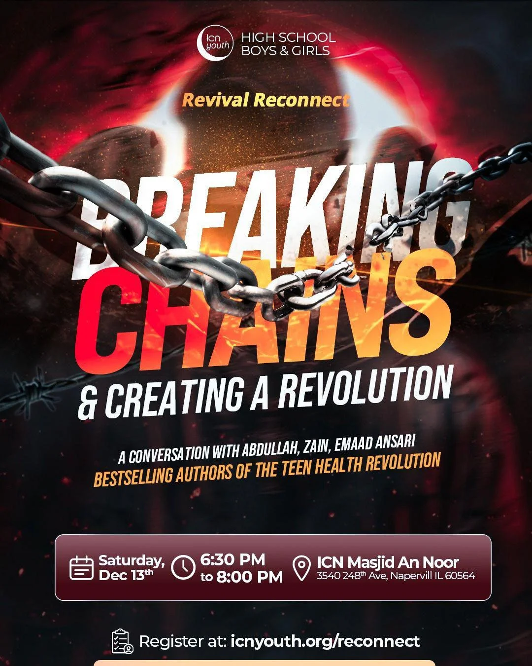 Get ready for an evening of growth, reflection, and empowerment at *Revival Reconnect!* 

Join us with bestselling authors of The Teen Health Revolution, as we dive into taking charge of your mental, physical, and emotional well being through science