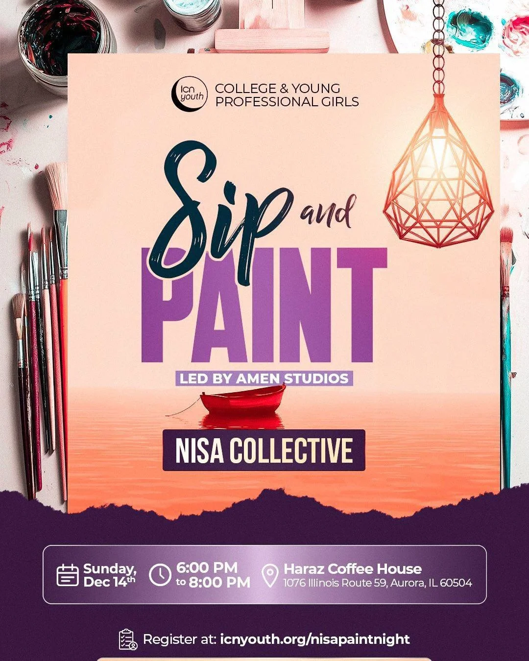 *Nisa Collective Sip &amp; Paint* 🎨✨

We&rsquo;re ending the year with a relaxing and creative evening led by Amen Studios &mdash; a chance to unwind, explore your artistic side, and enjoy uplifting company of sisterhood. Come sip, paint, connect, a