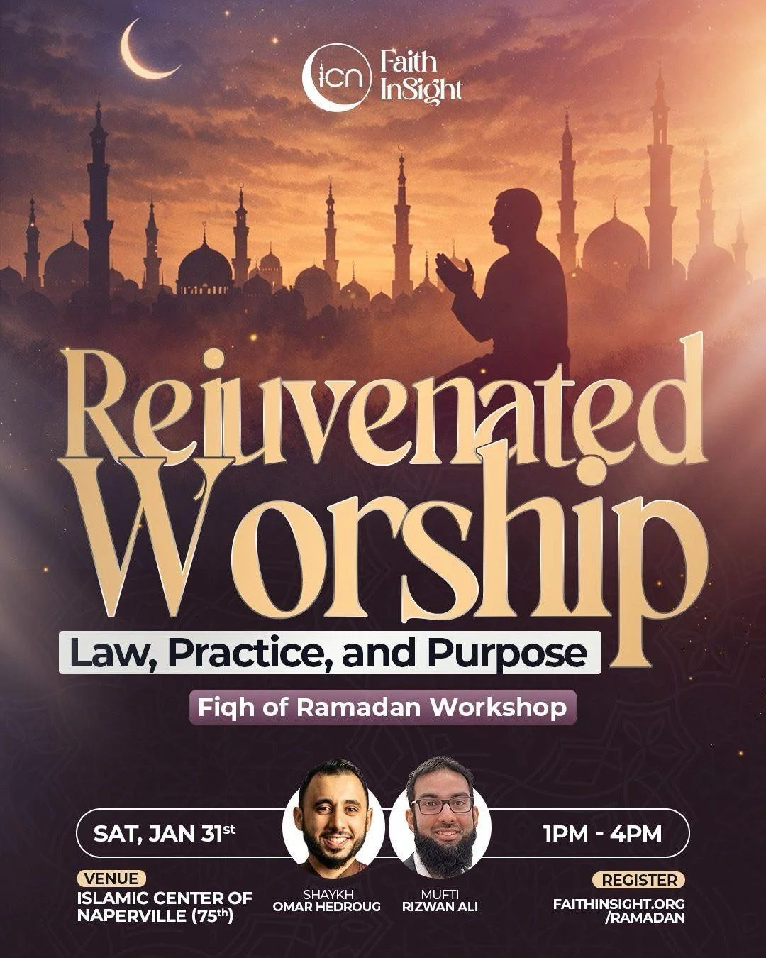 Get Ramadan-ready like never before. 🌙Join us for an immersive Fiqh of Ramadan workshop designed to elevate your worship beyond routine. Learn the essential rulings, and reconnect with the deeper meaning of fasting and devotion with Shaykh Omar &amp