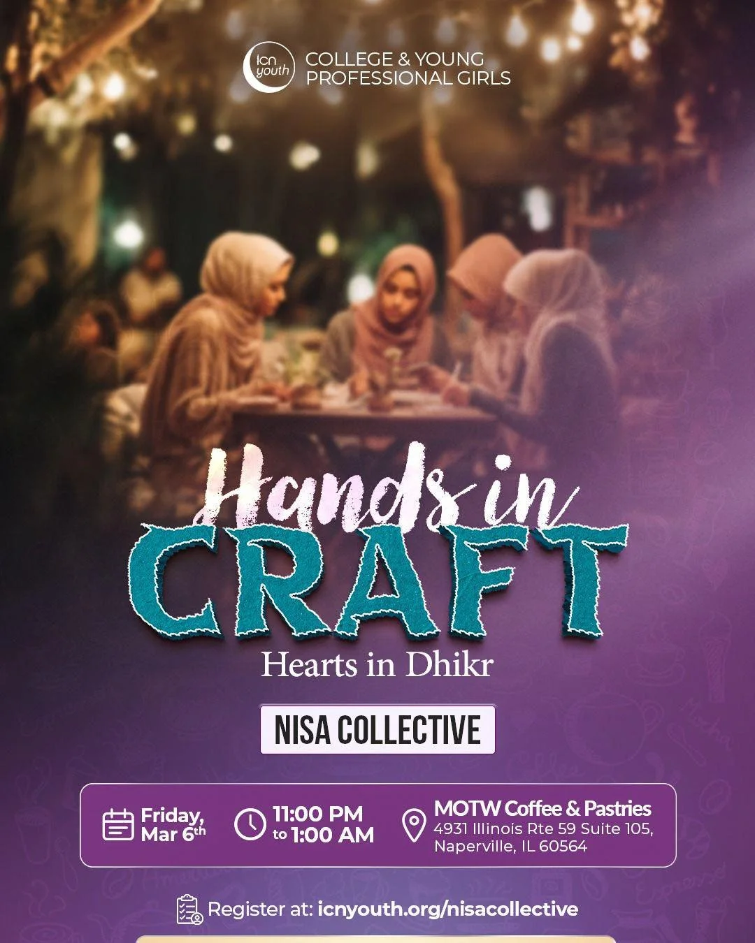 NIsa Collective: Hands in craft, hearts in dhikr 💎🤍
Join us as we bedazzle our own dhikr counters and brighten our remembrance together. ✨

Coffee, community, and countless &ldquo;SubhanAllah&rdquo; moments. ☕🌙

🗓 Friday, March 6th
⏰ 11:00 PM &nd