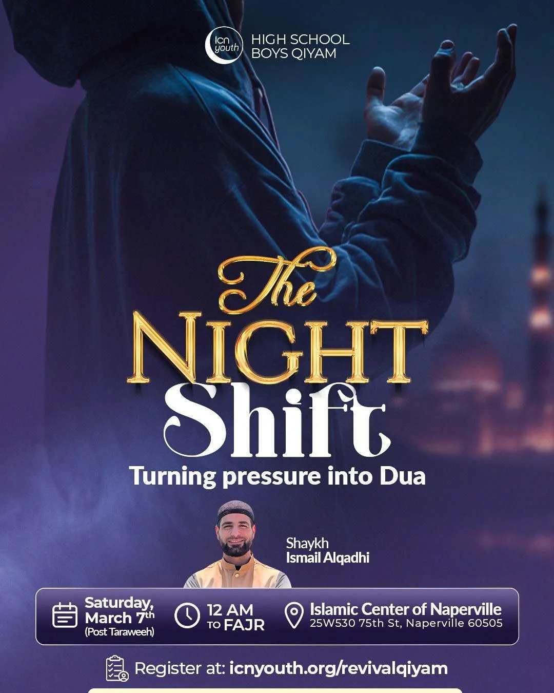 Join us for a powerful night with Shaykh Ismail as he unpacks the beauty and strength of du&rsquo;a inspiring our high school brothers to call upon Allah with sincerity and build a deeper connection with Him. 🌙✨

The night continues with a gaming to