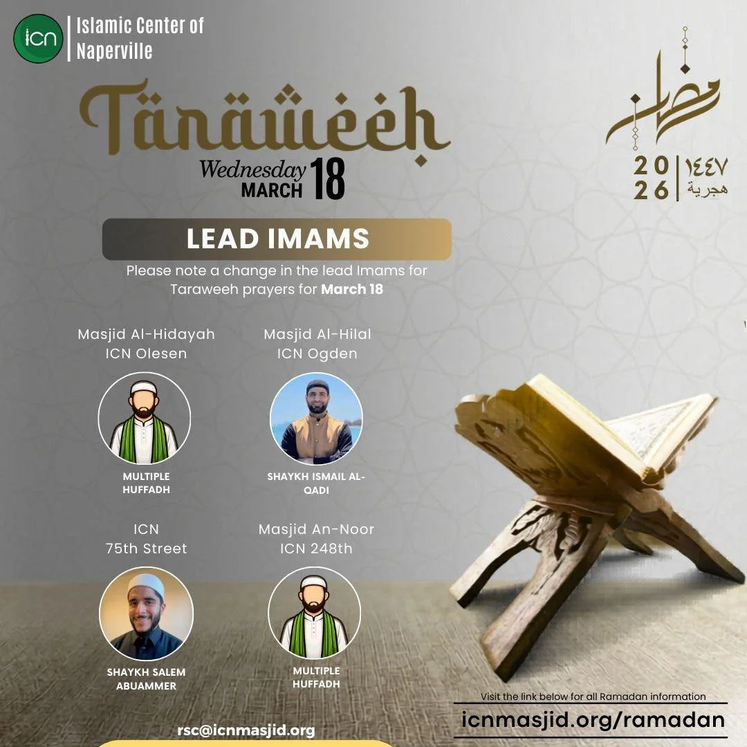 Alhamdulillah we had a beautiful Khatm al Quran at all 4 ICN locations last night.

But, remember Ramadan isn&rsquo;t over yet. Tonight is the last night of Ramadan and we encourage all of you to please join the taraweeh - there will be short Surahs.