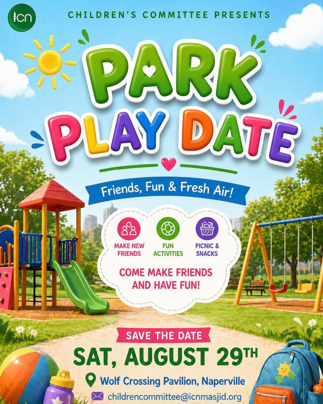 CHILDREN&rsquo;S COMMITTEE  PRESENTS
Park Play Date 

Save the Date
Saturday.Aug. 29th

more detail to follow&hellip;