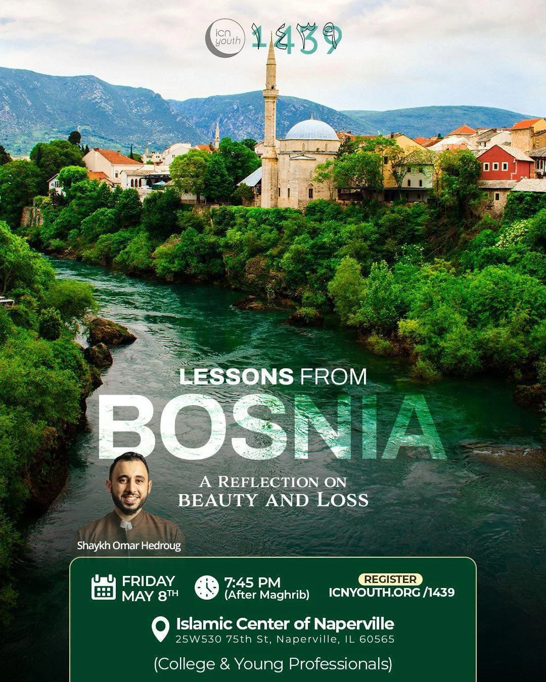What does it mean to witness both beauty and loss in the same journey?

Join us this Friday for an evening of reflection with Shaykh Omar Hedroug as he shares powerful lessons from his recent trip to Bosnia 🇧🇦&mdash;a land marked by breathtaking be