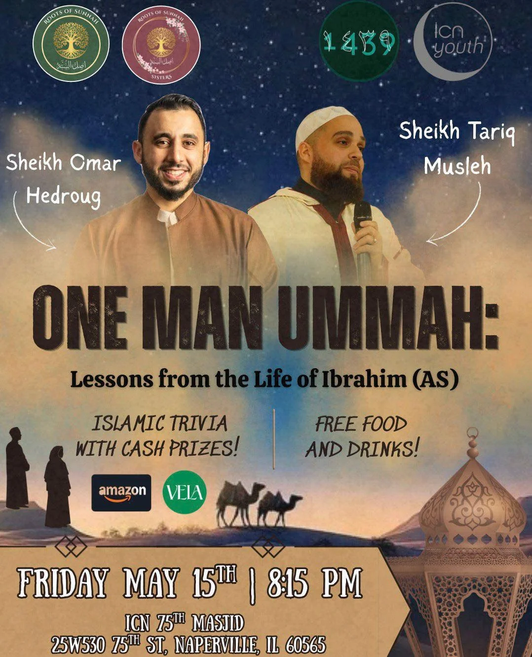 Join us this Friday, for a *special edition* of 1439 where we collab with Roots of Sunnah! 

We&rsquo;ll be joined by Shaykh Omar and Shaykh Tariq as they reflect on the life of Ibrahim (AS) and explore how we, too, can strive to become among the clo