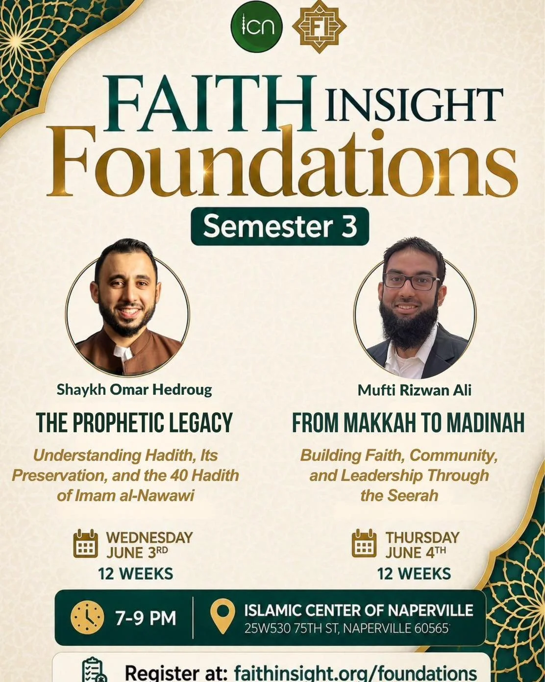 🌟 SEMESTER 3 IS HERE

📚  INTRO TO HADITH
 with Sh. Omar Hedroug

_The Prophetic Legacy_
_Understanding Hadith, Its Preservation, and the 40 Hadith of Imam al-Nawawi_

📅  Wednesday, June 3rd
🕖  7:00 PM &ndash; 9:00 PM 

──────────

📖  SEERAH 
 wi