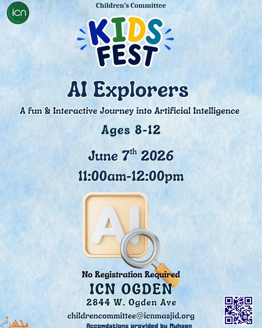 🤖 AI Explorers at Kids Fest!

Get ready for an exciting adventure into the world of Artificial Intelligence! In this fun, hands-on session, children ages 8&ndash;12 will discover what AI is, how it works, and how it is shaping the world around us! 
