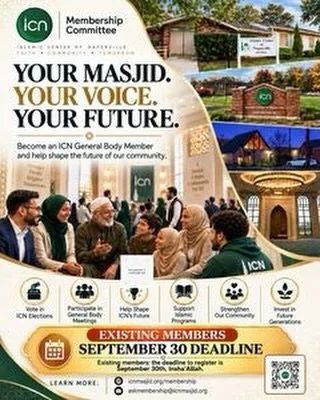 Existing ICN Members &mdash; Please Renew Your Membership

The deadline to register/renew your ICN General Body Membership is September 30, Insha&rsquo;Allah.

Your membership helps strengthen community participation and ensures your voice remains pa