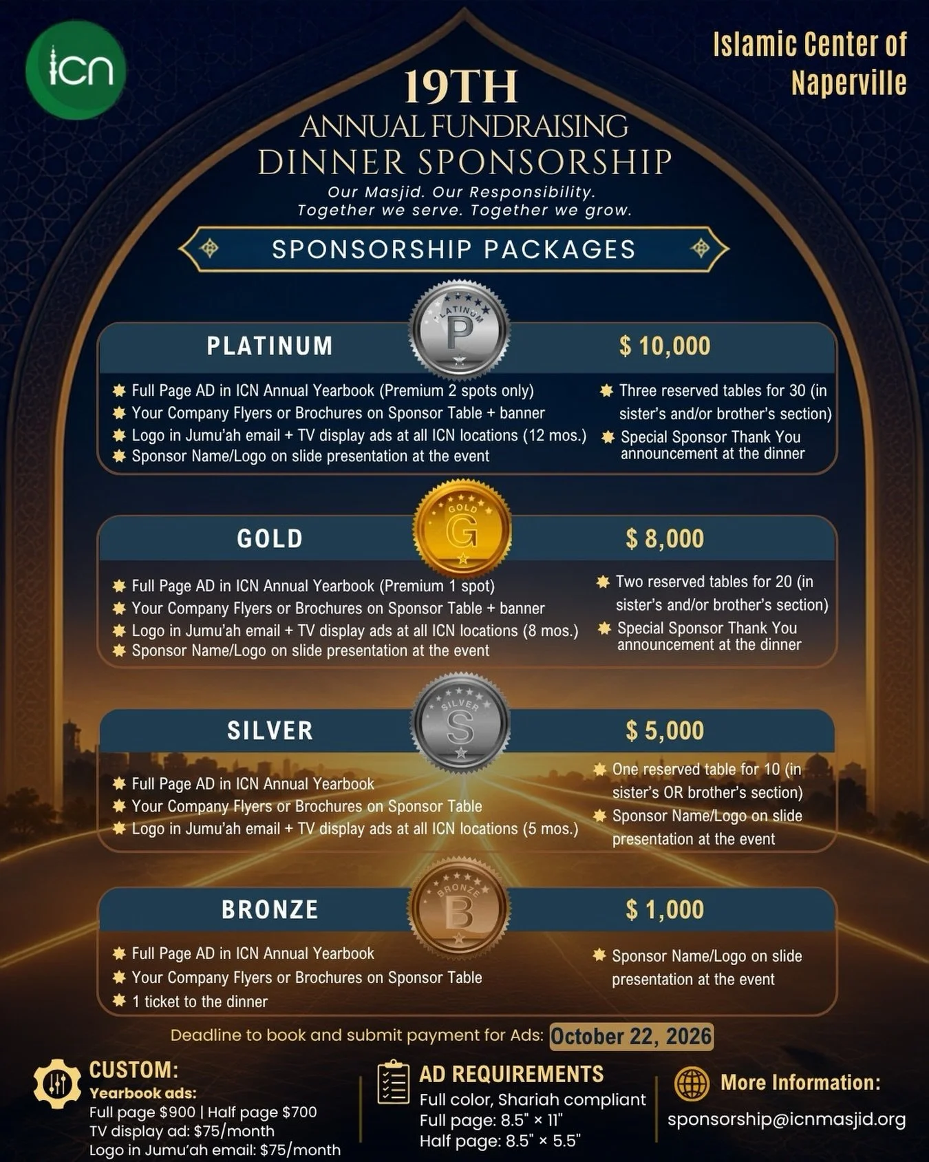 ICN&rsquo;s 19th Annual Fundraising Dinner &ndash; Sponsorship Opportunities!

📅 Deadline: October 22, 2026

Support ICN and promote your business to our vibrant community! Choose from Platinum, Gold, Silver, Bronze, or custom ad options in our prem