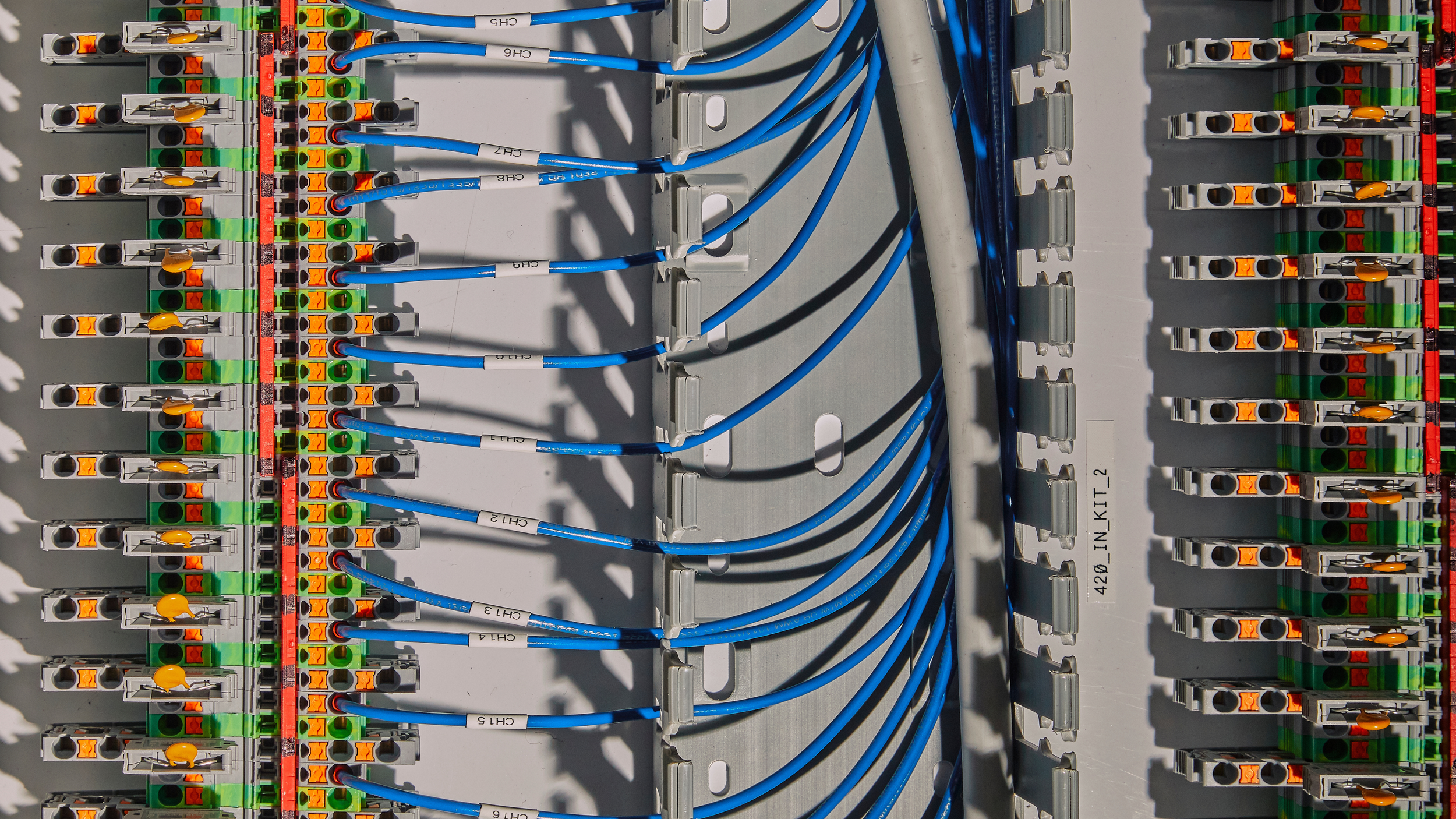 A close-up of Arbor's baseload power system, with wires and connections for clean electricity.