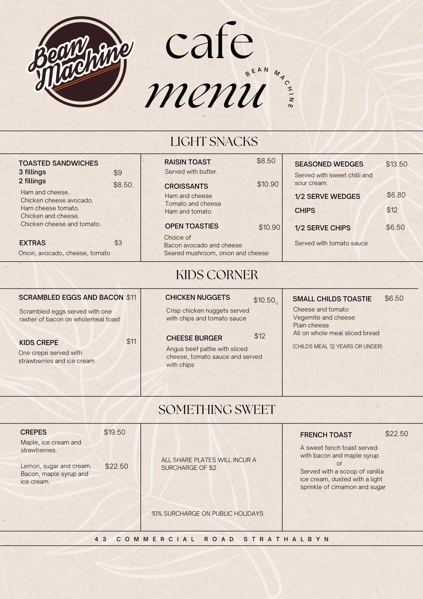 Menu — BEAN MACHINE