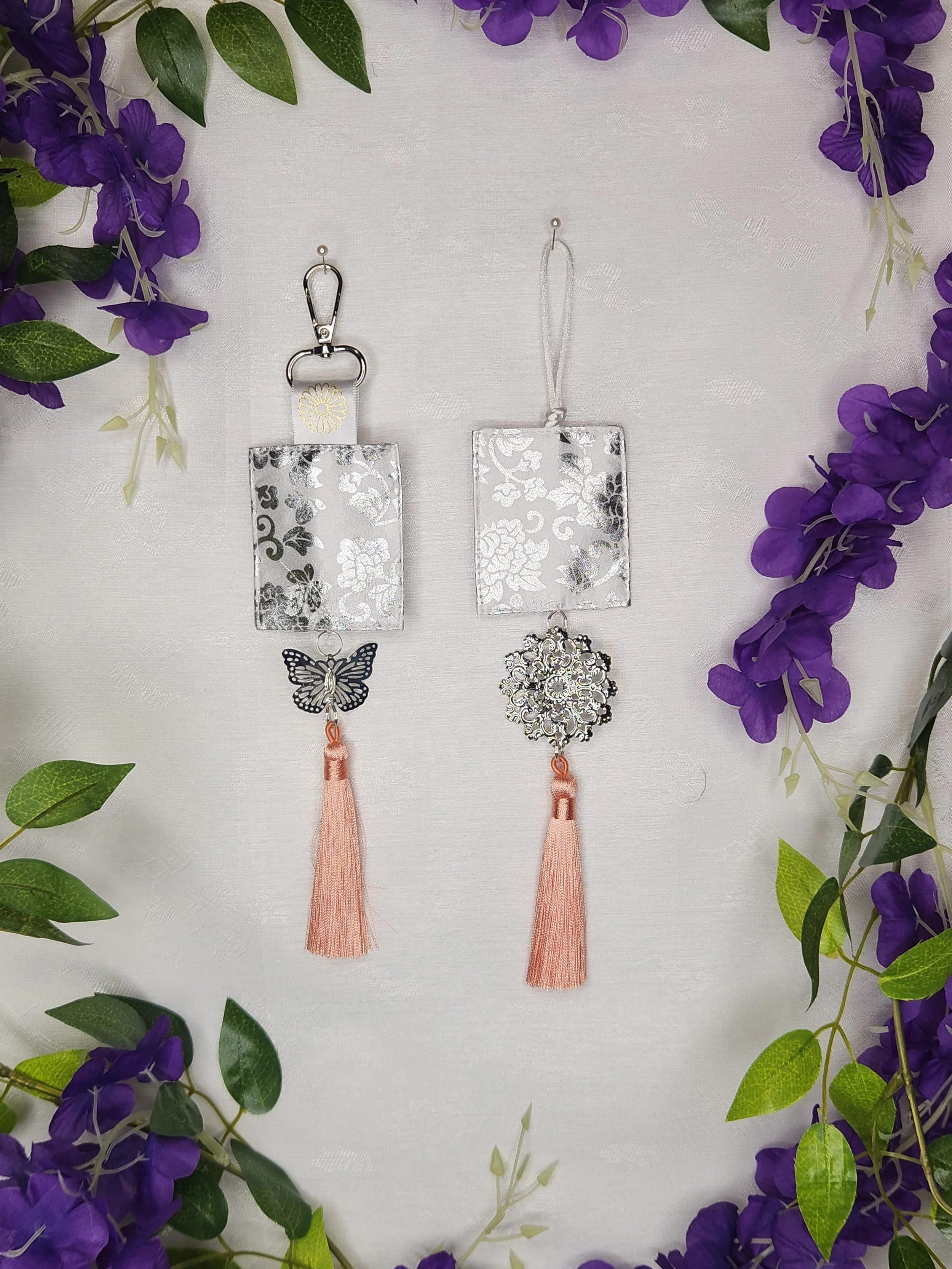 Norigae Charm (노리개) - White & Silver Foil