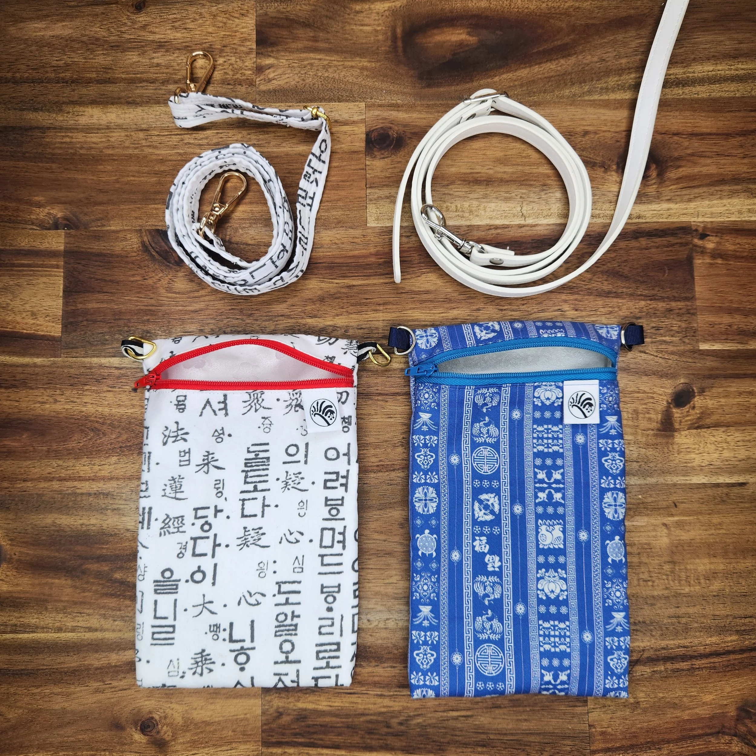 Hanbok Phone Pouch Bag - Blue & White