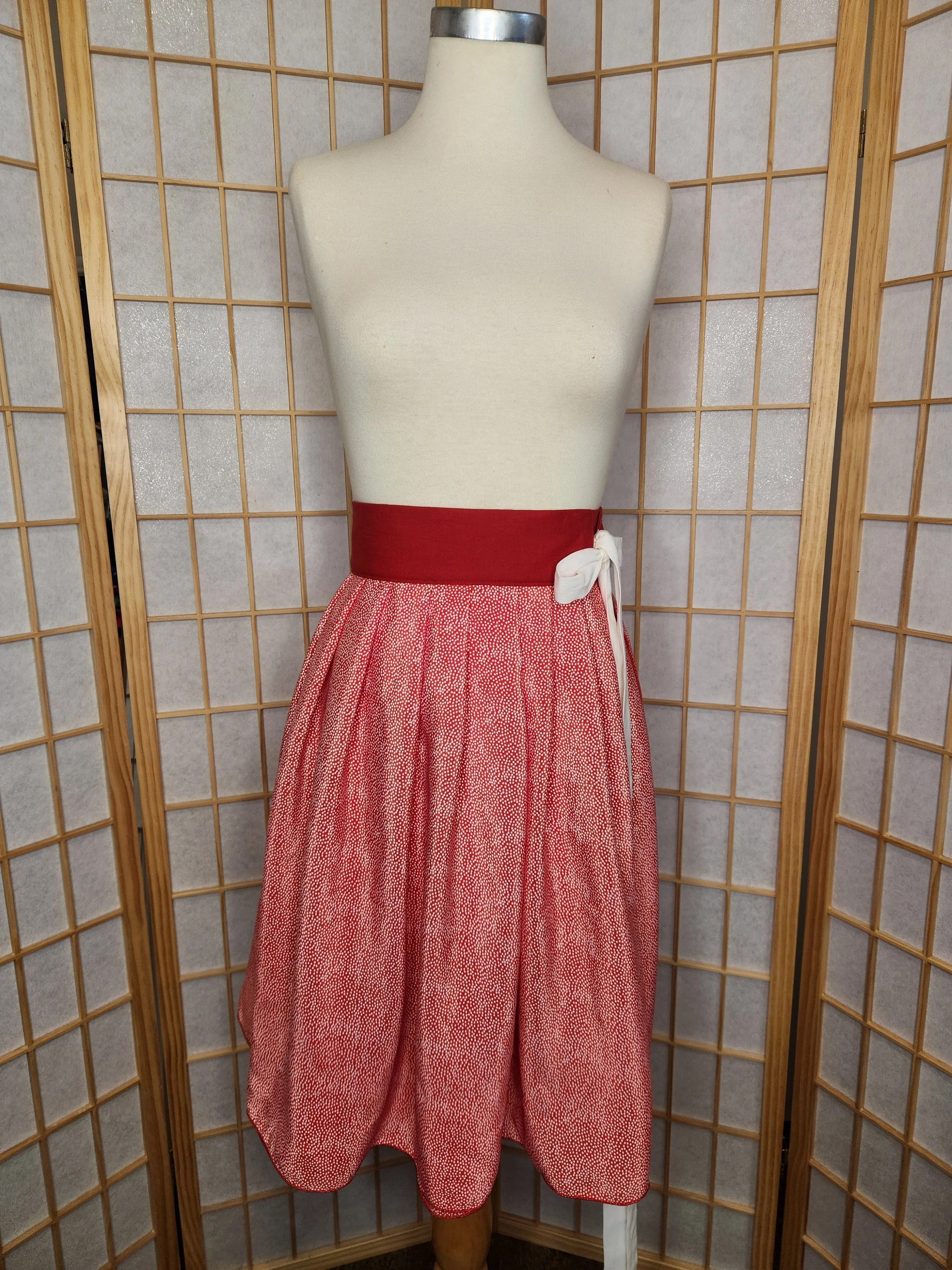 [5XL+] Contemporary Hanbok Skirt - Red & White Spots