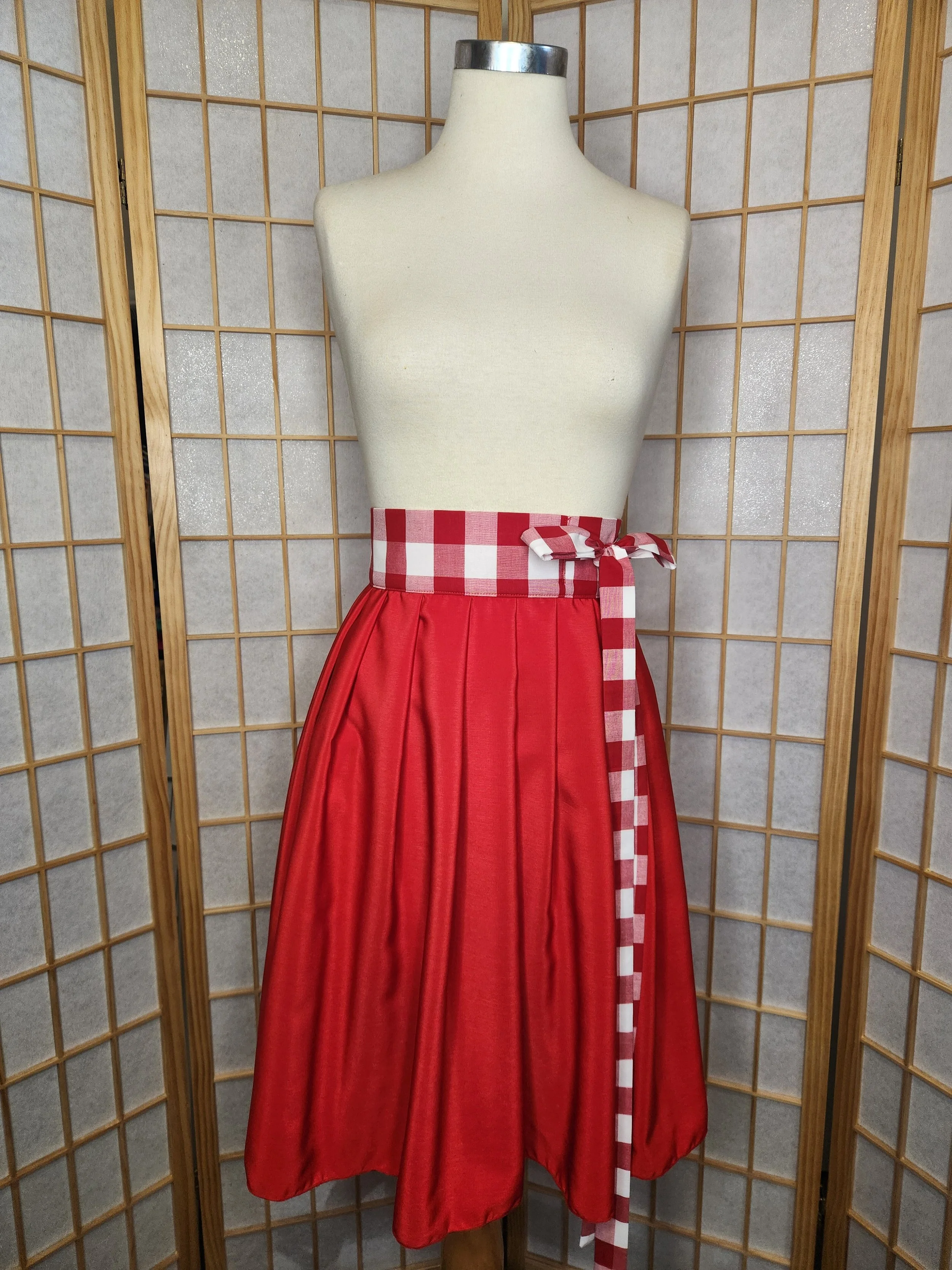 [M-2XL] Contemporary Hanbok Skirt - Red & White Check