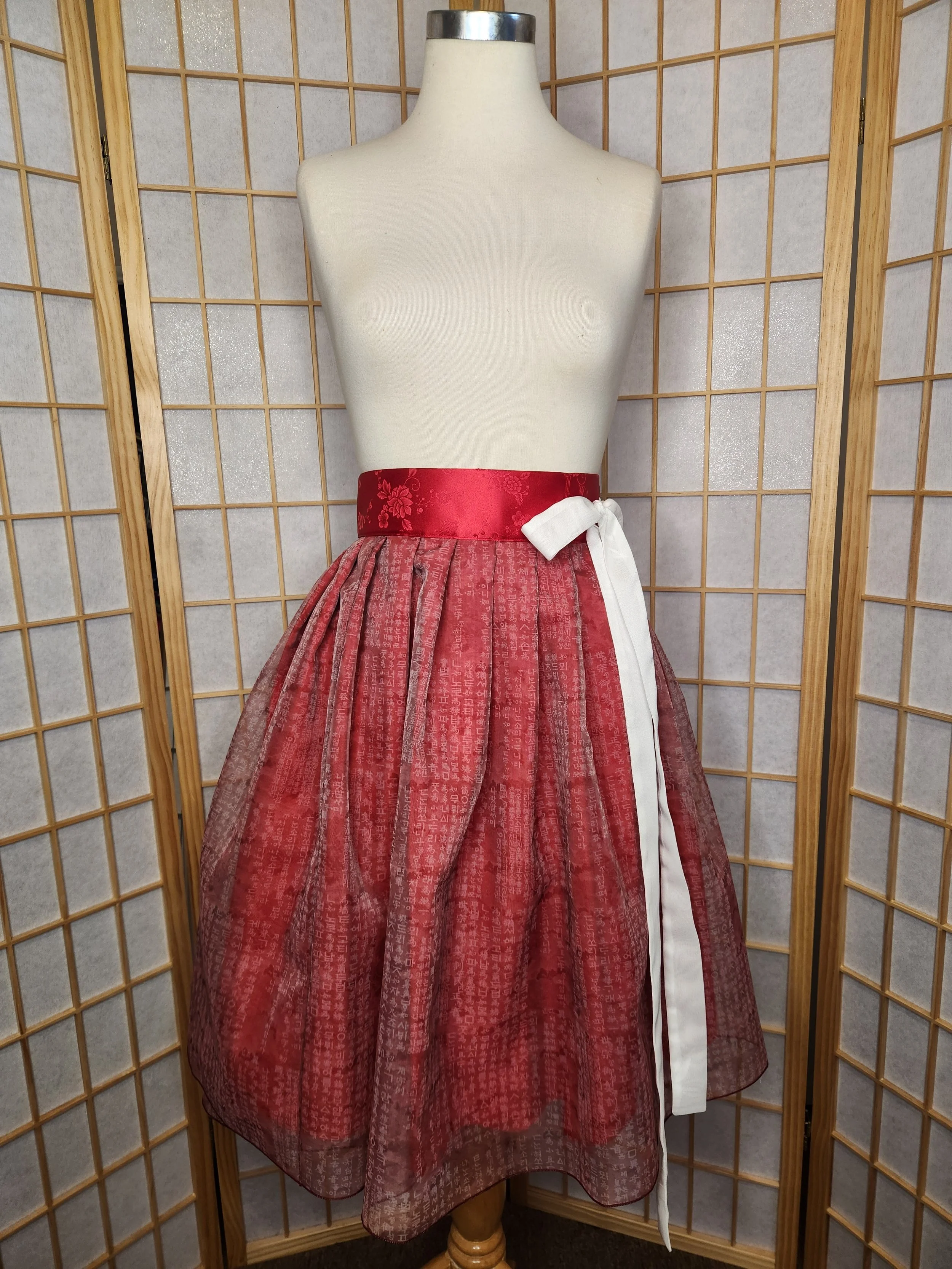 [L-3XL] Contemporary Hanbok Skirt - Red Hangeul