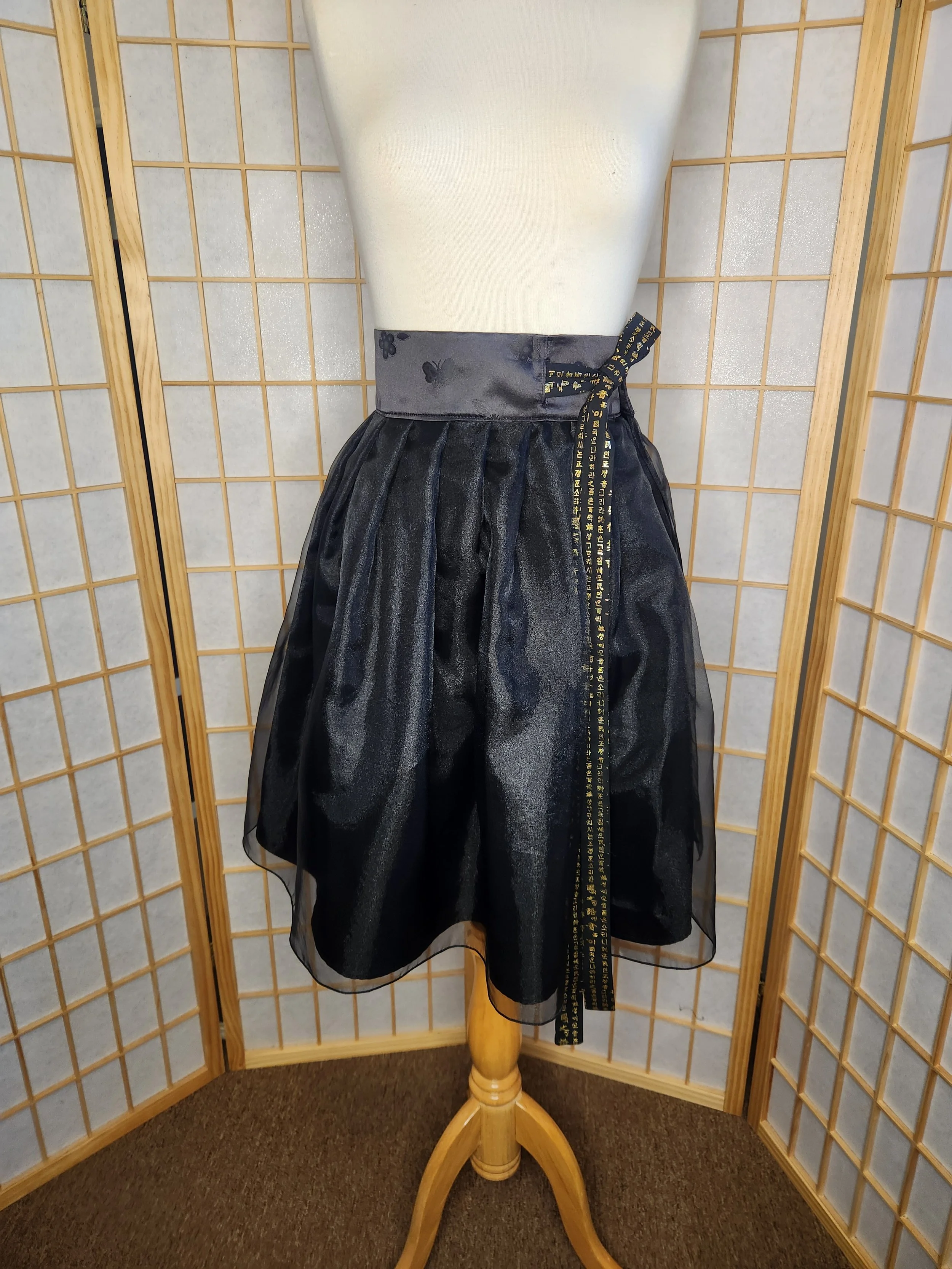 Contemporary Hanbok Skirt - Black & Gold V2