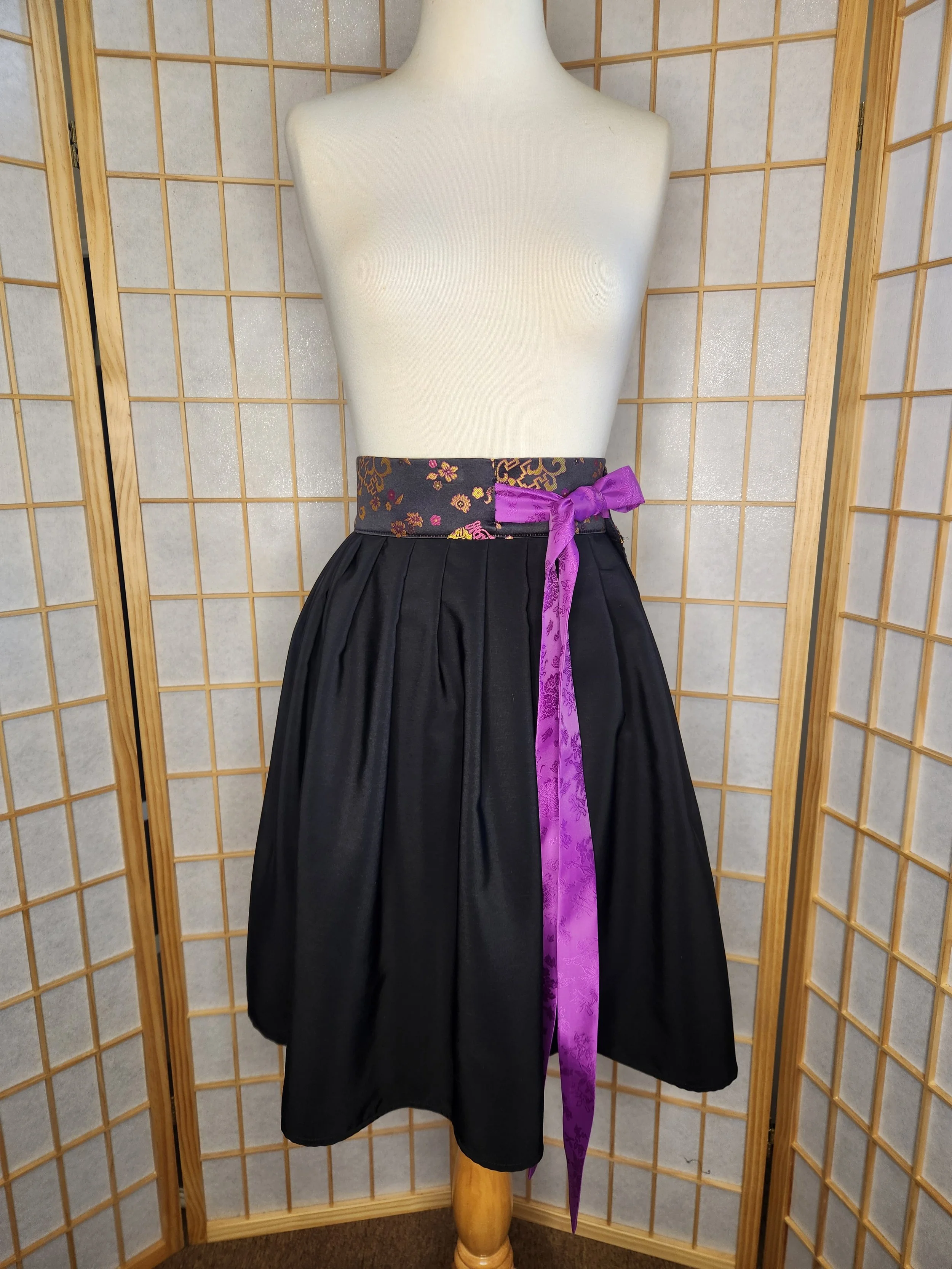 Contemporary Hanbok Skirt - Black & Purple