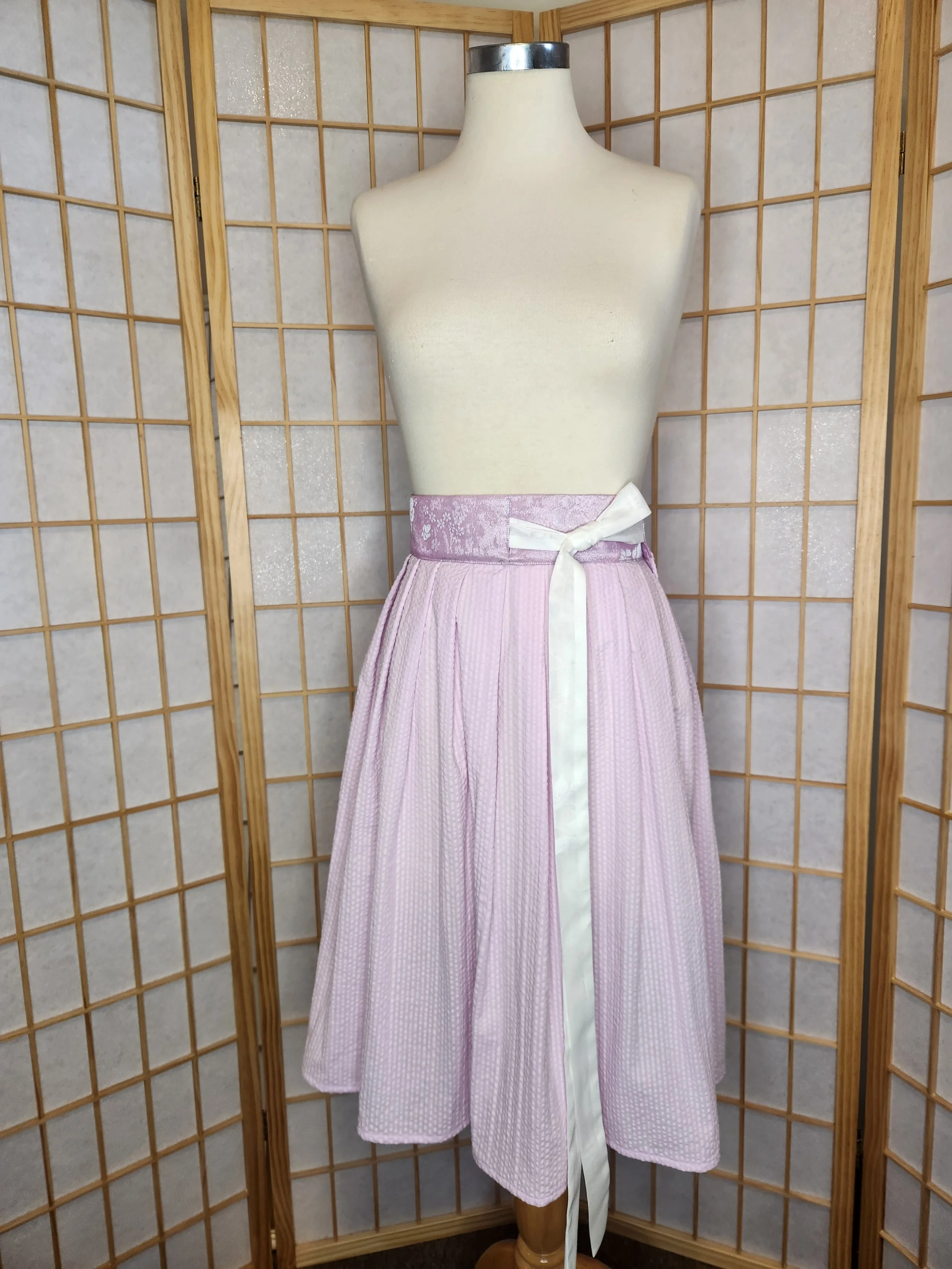 [M-2XL] Contemporary Hanbok Skirt - Pink SeerSucker
