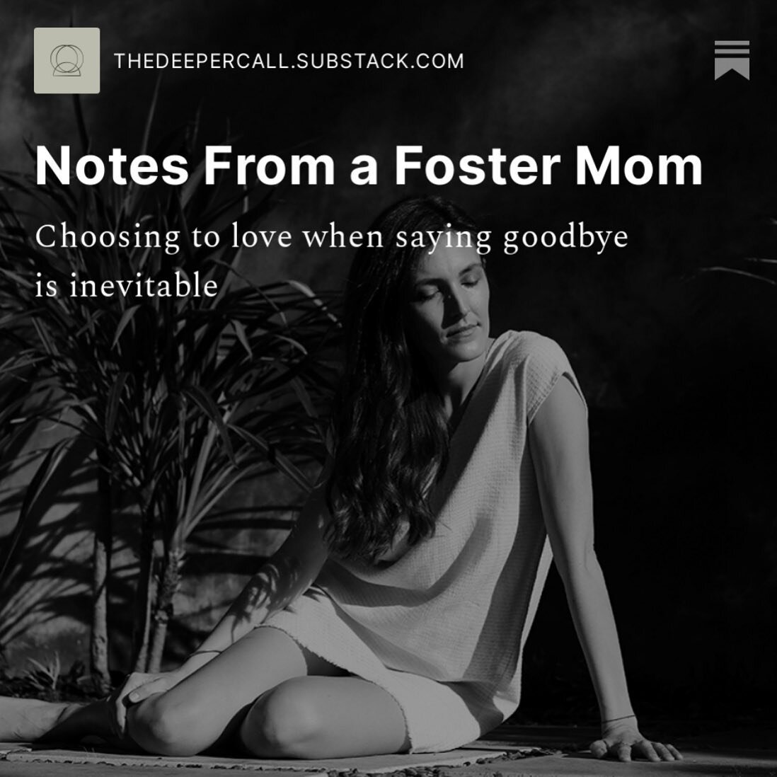 Today I shared a raw glimpse of my life as a foster mom in my Sunday newsletter. You&rsquo;re welcome to read it on Substack through the link in my profile.

&ldquo;The first twenty-four hours she was here I did not hold her. I would not let myself. 