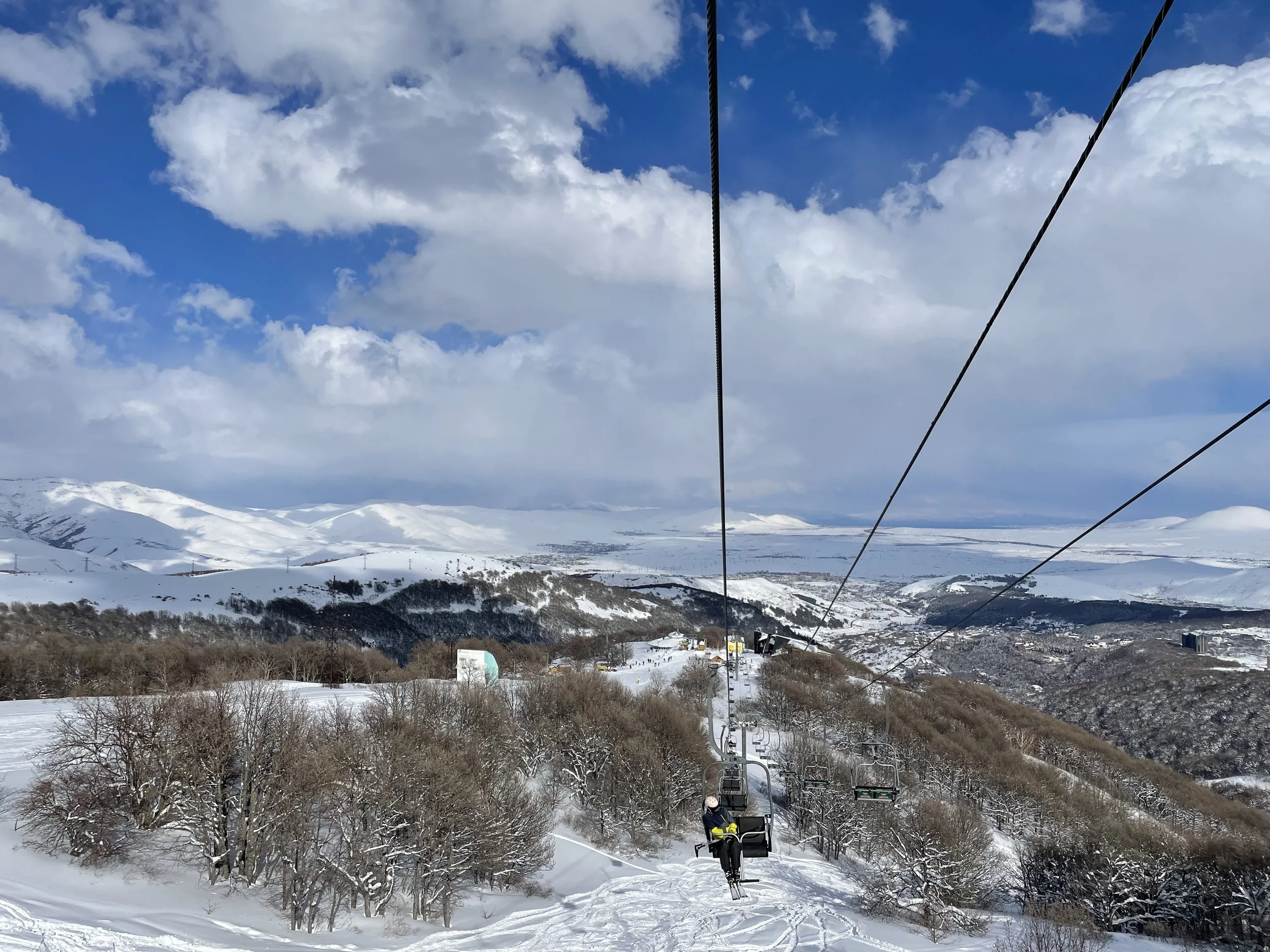 Views on Chairlift in Tsaghkadzor in Winter
