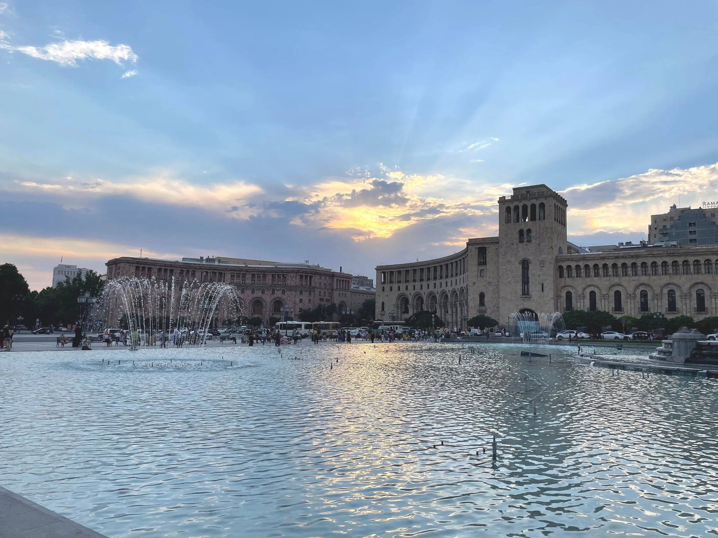 Fountains at Republic Square in Yerevan Armenia