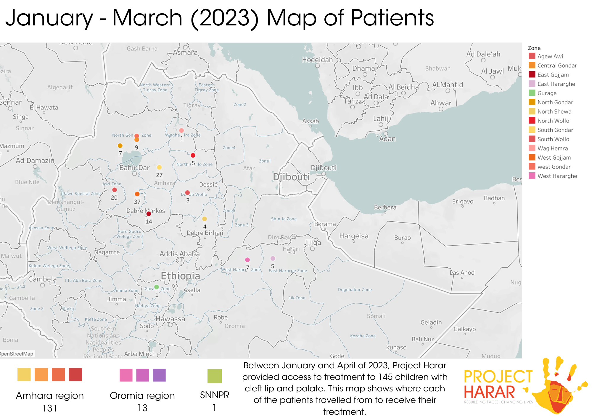Jan - March (2023) Map of Patients — Project Harar