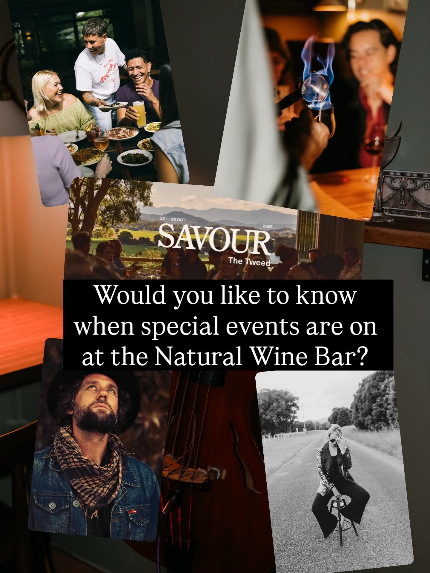 Sign up to our email here and we will let you know when something exciting is happening at the bar!