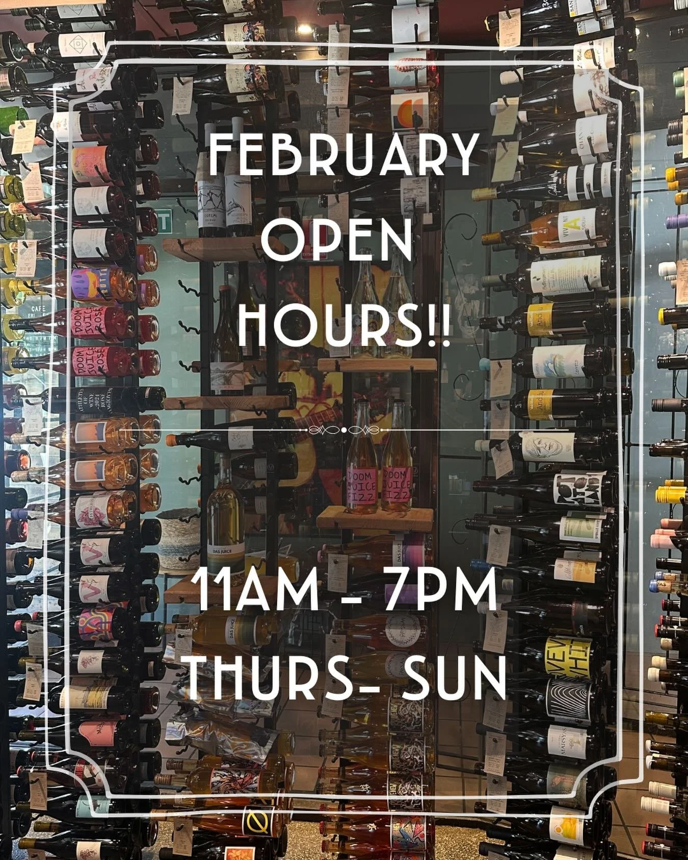 Oh you better believe we&rsquo;re open! Slightly adjusted hours while we get busy ordering in some exciting new offerings but rest assured we&rsquo;re here to cater to your every natural wine whim, Thurs-Sun - 11am-7pm! Come hang, come drink, come sn