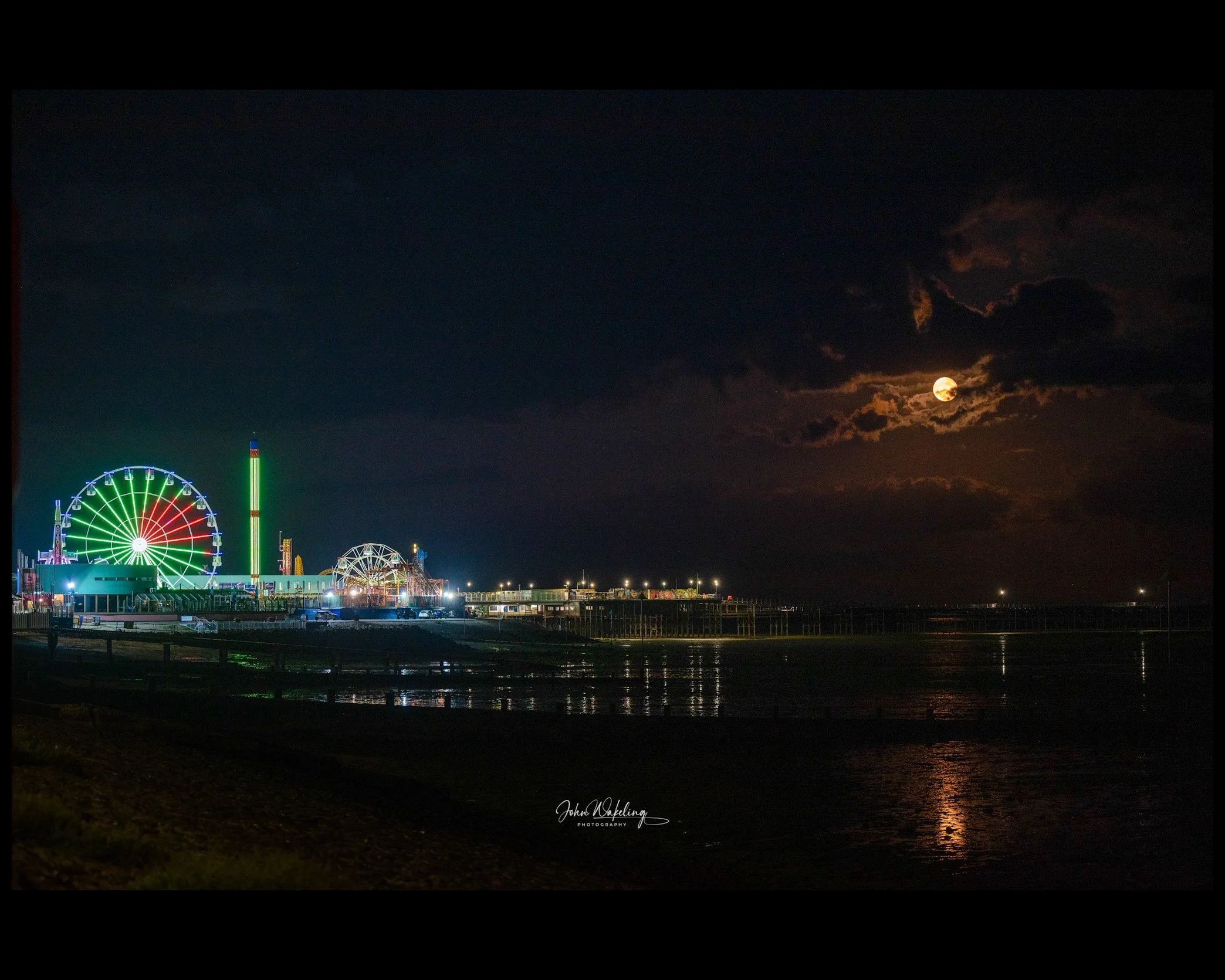 Super moon over Southend Pier