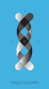 Immagine di un DNA stilizzato con sfondo blu, con le lettere N, D, A, 3 e la parola 'deproducers' in basso.