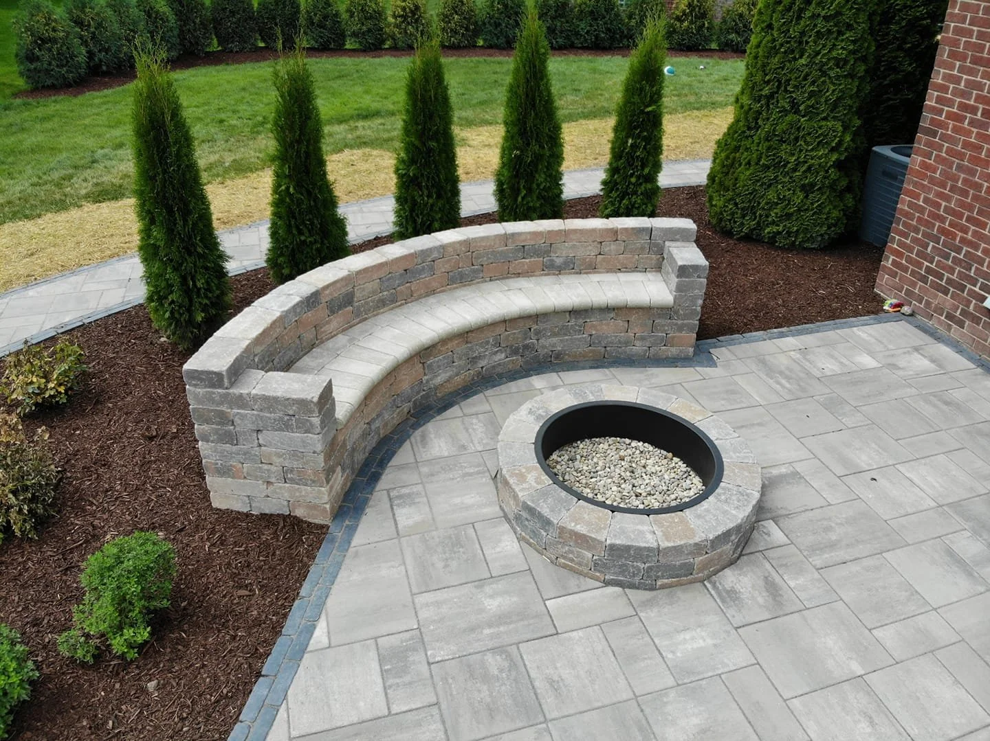 Seating wall, paver patio and fire pit in Milford Charter Twp, MI