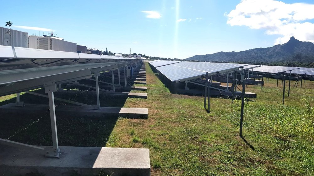 Rarotonga International Airport ground mounted solar panels close up 2.jpg
