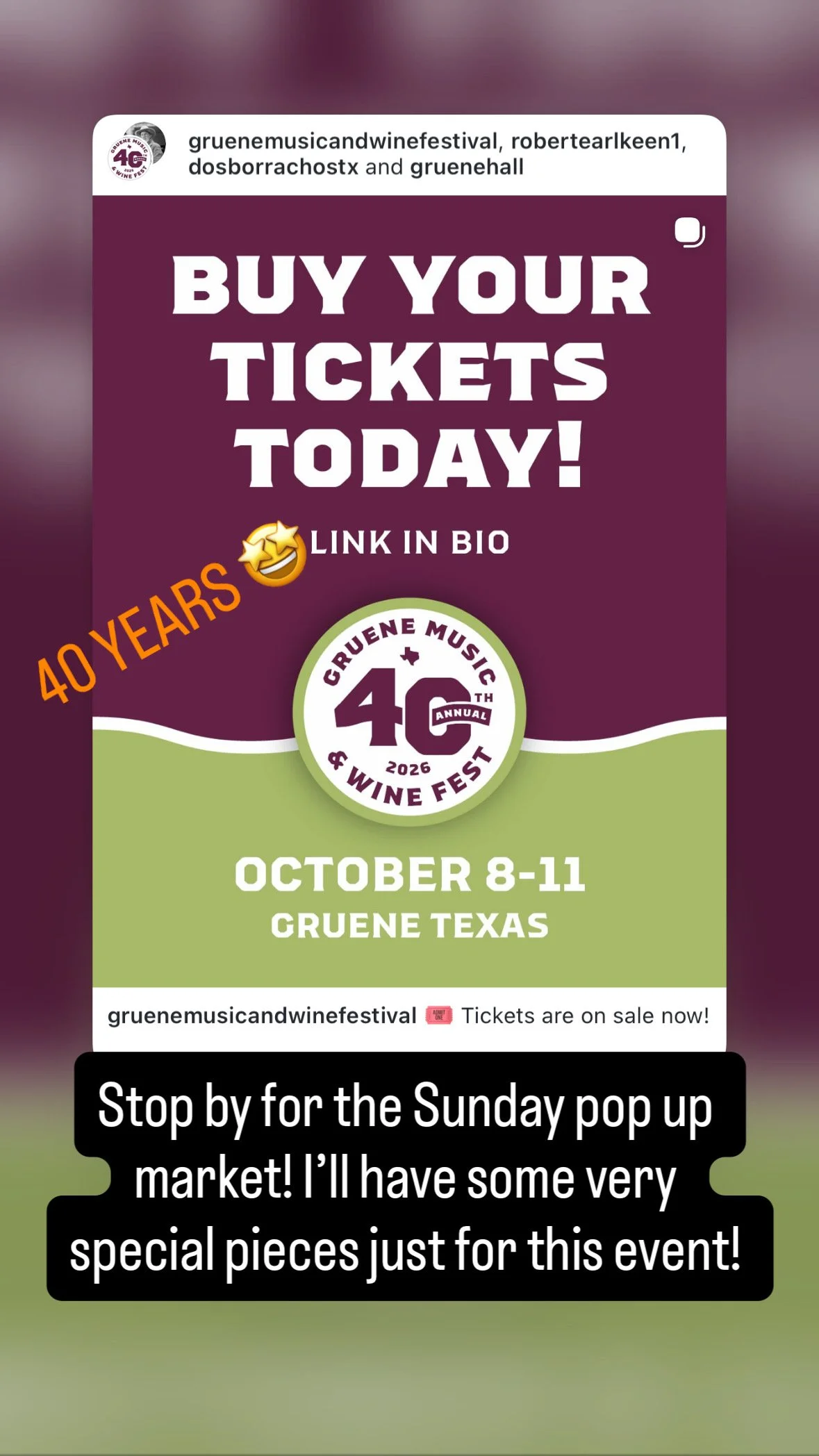 Gruene Wine &amp; Music Fest Art Market Pop Up