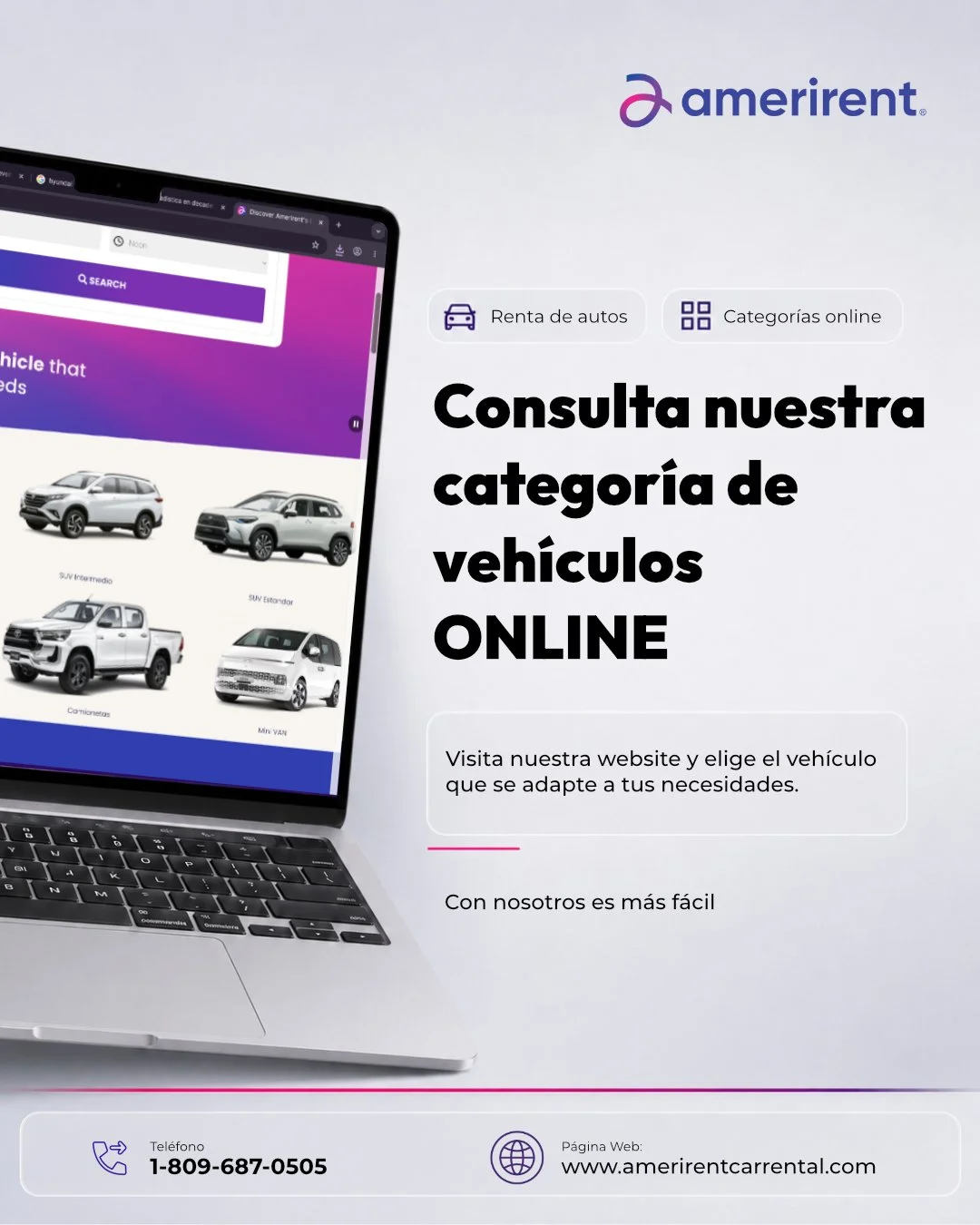 🖱🚗 Visita nuestra website, consulta nuestra categor&iacute;a de veh&iacute;culos y elige el que se adapte a tus necesidades.

🌐www.amerirentcarrental.com

AMERIRENT
Con nosotros es m&aacute;s f&aacute;cil
.
.
#amerirent #rentacar #connosotrosesmas