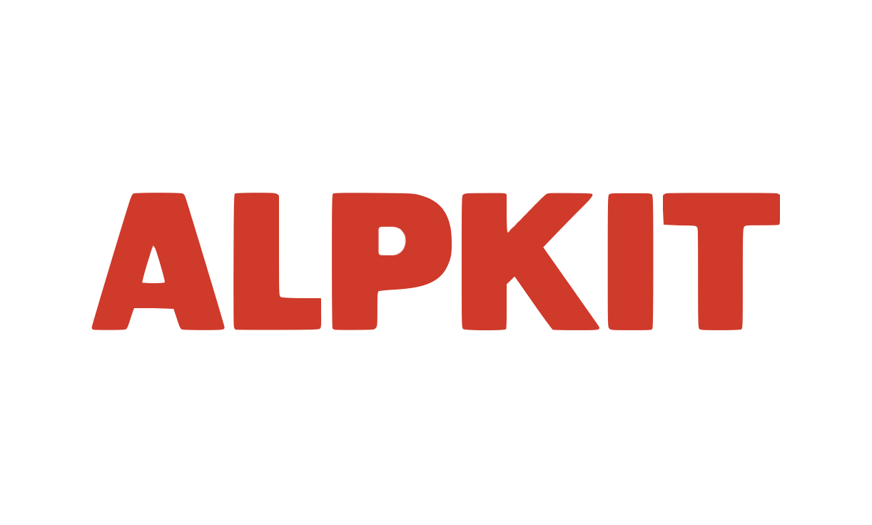 ALPKIT logo with red bold letters on black background.